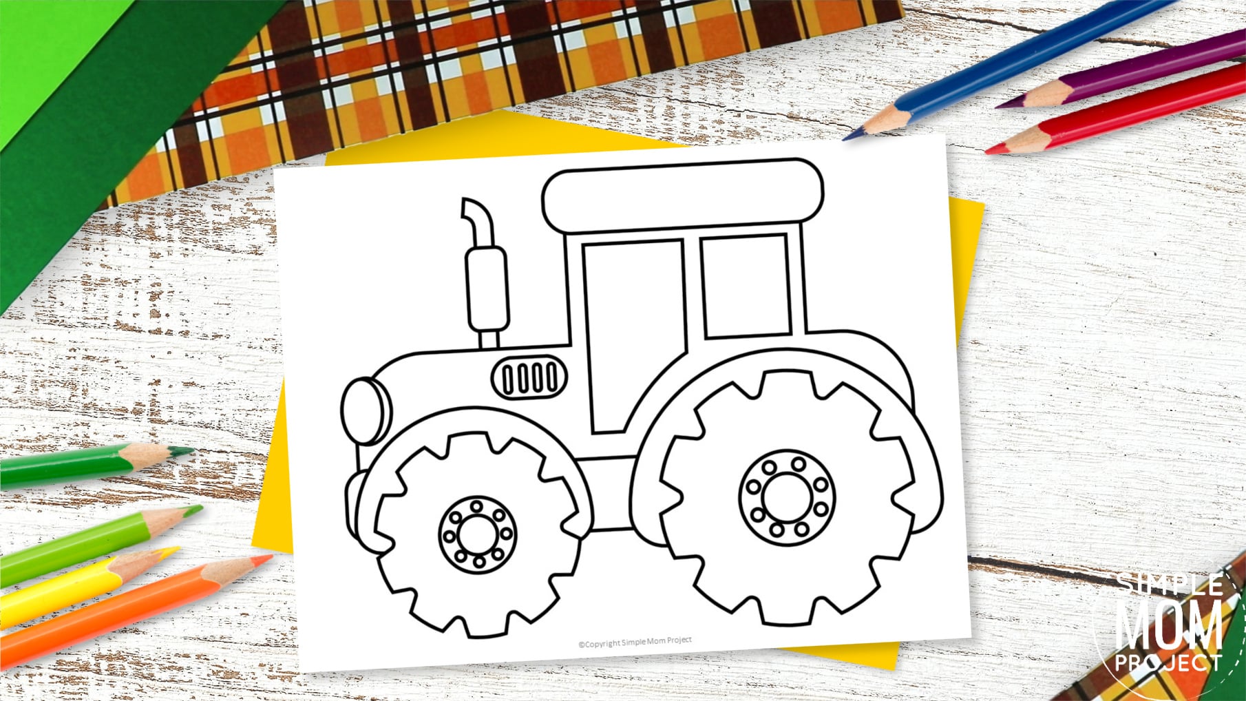 Free Printable Tractor Template for Preschoolers toddlers kindergarten kids