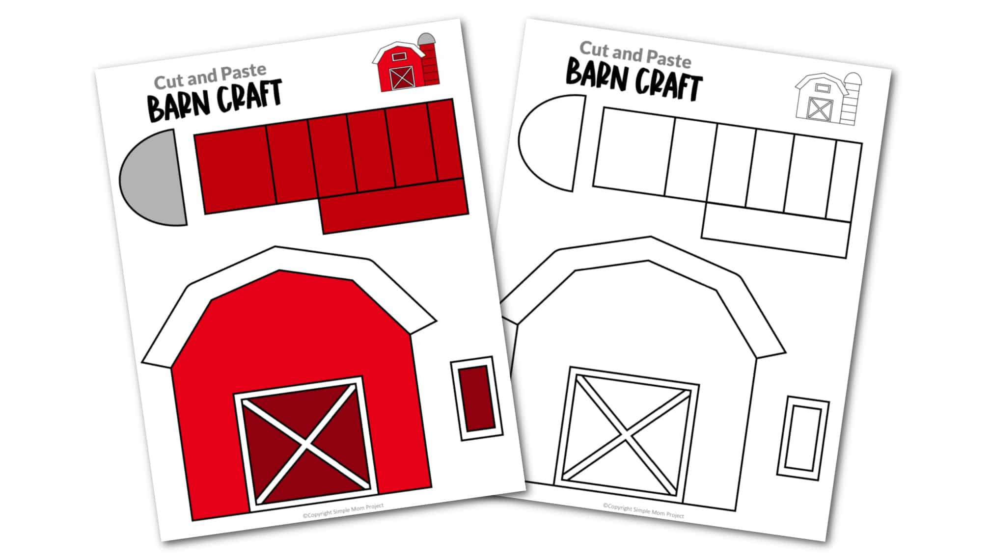 Free printable barn craft for toddlers, preschoolers and kindergartners