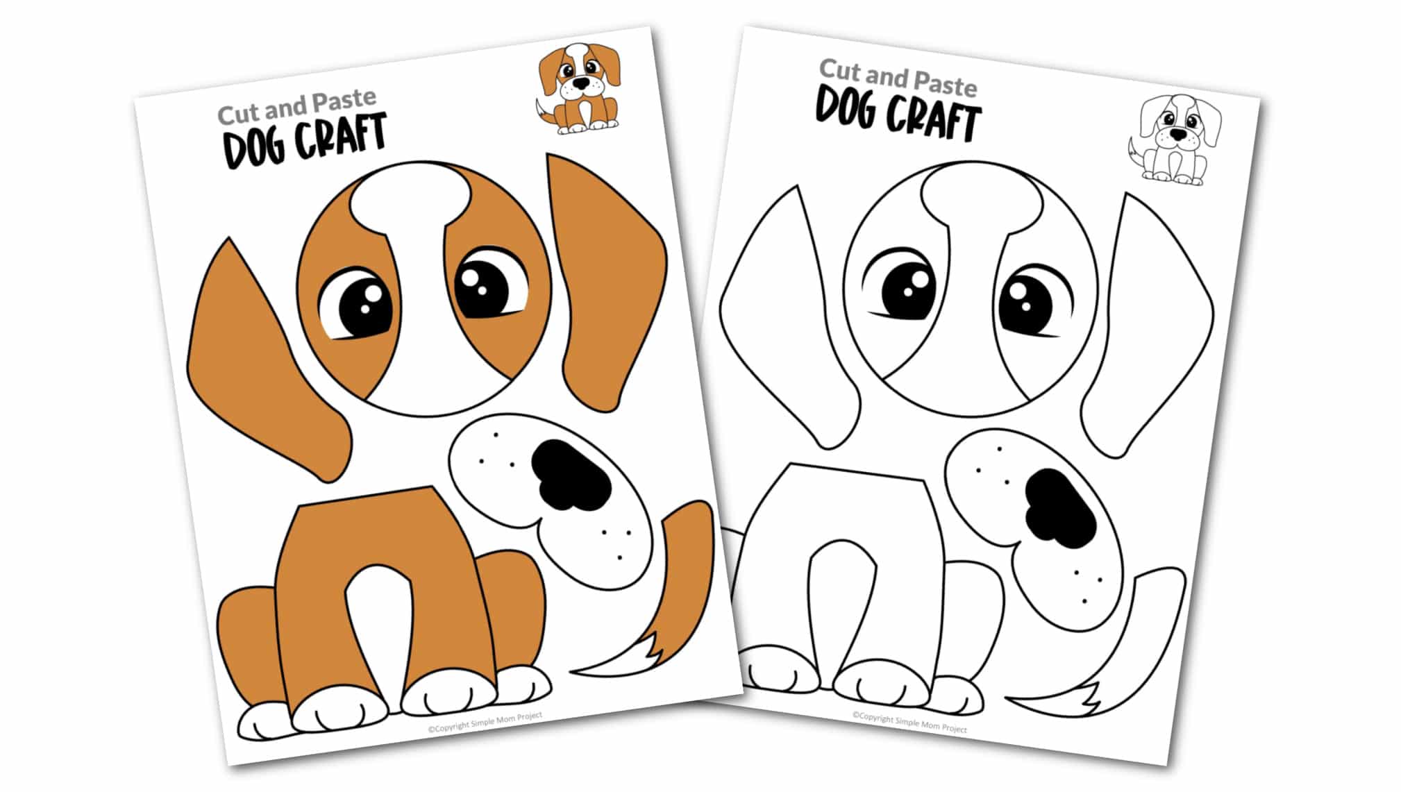 Free printable dog craft for toddlers, preschoolers and kindergartners