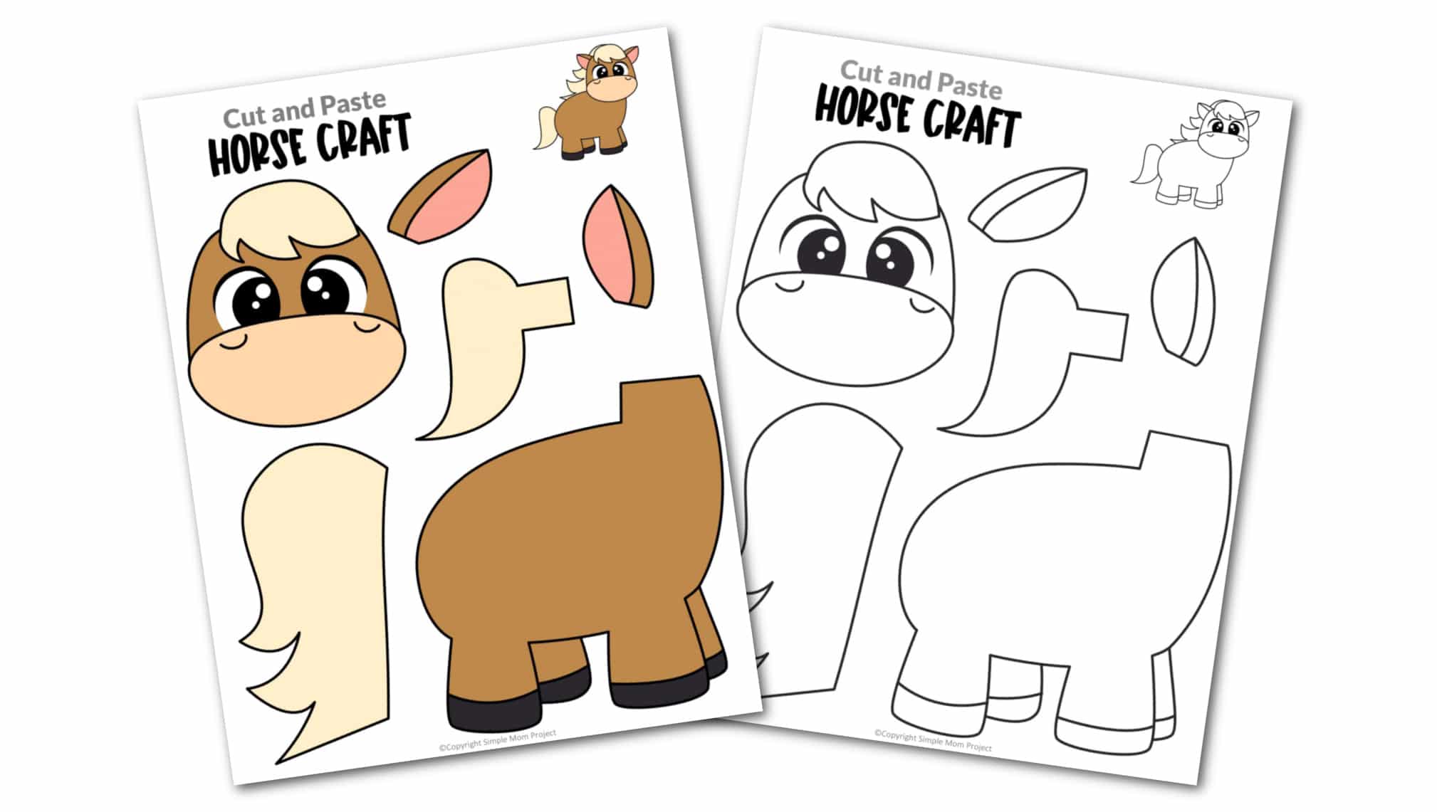 Free printable horse craft for toddlers, preschoolers and kindergartners