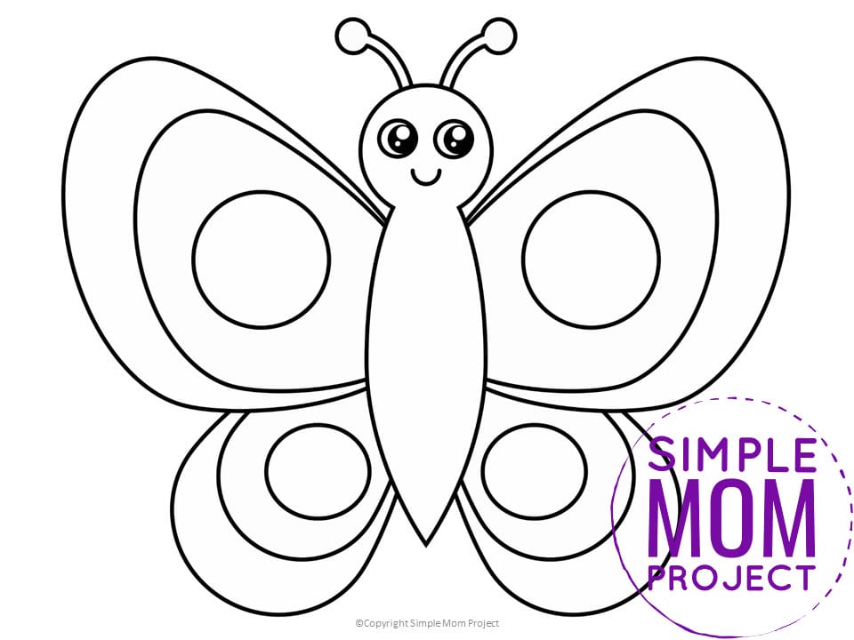 Free Printable Butterfly Template for Kids, preschoolers and toddlers
