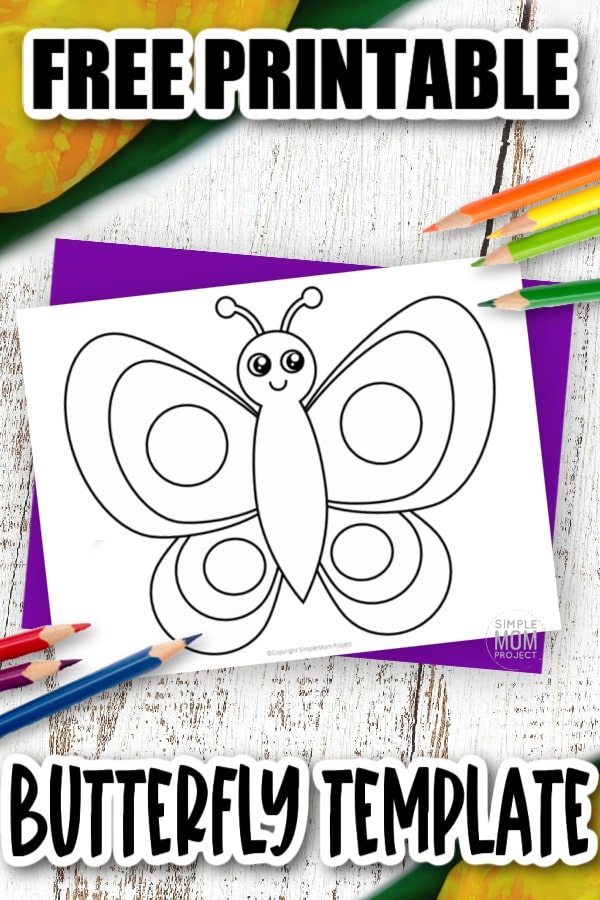Are you looking for a printable cut out outline of a butterfly template? Use this butterfly stencil! It is simple and can easily turned into a fun butterfly craft for a full page coloring activity! The easy butterfly wings are detailed enough for a tracing activity for toddlers or a stained glass craft. Click now to download the free printable butterfly template now!