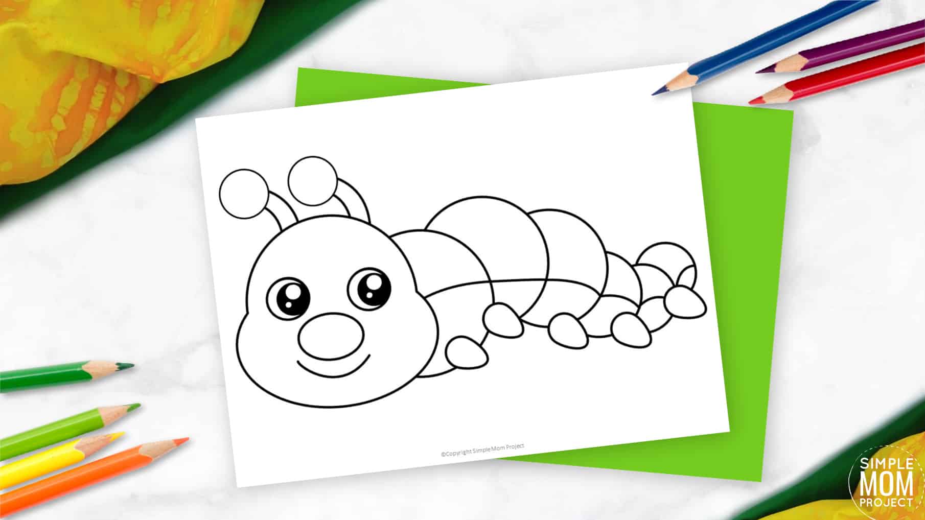 Free Printable Caterpillar template for preschoolers, toddlers, and kindergartners