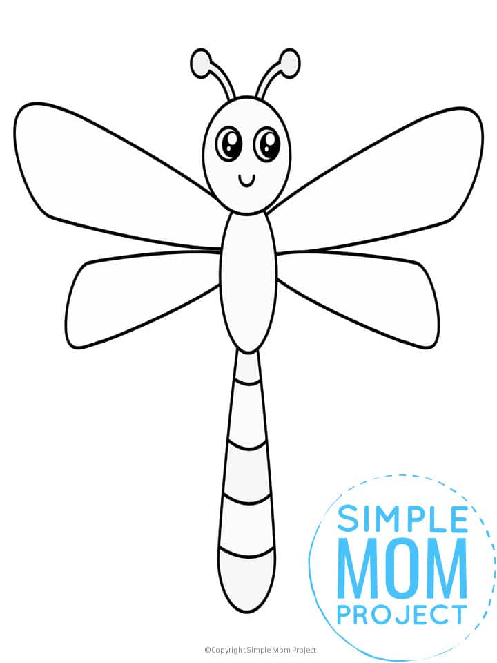 Free Printable Dragonfly template for preschoolers, toddlers, and kindergartners