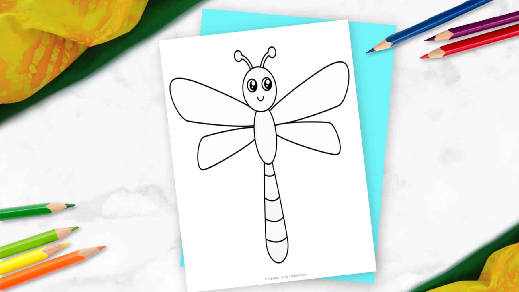 Free Printable Dragonfly template for preschoolers, toddlers, and kindergartners