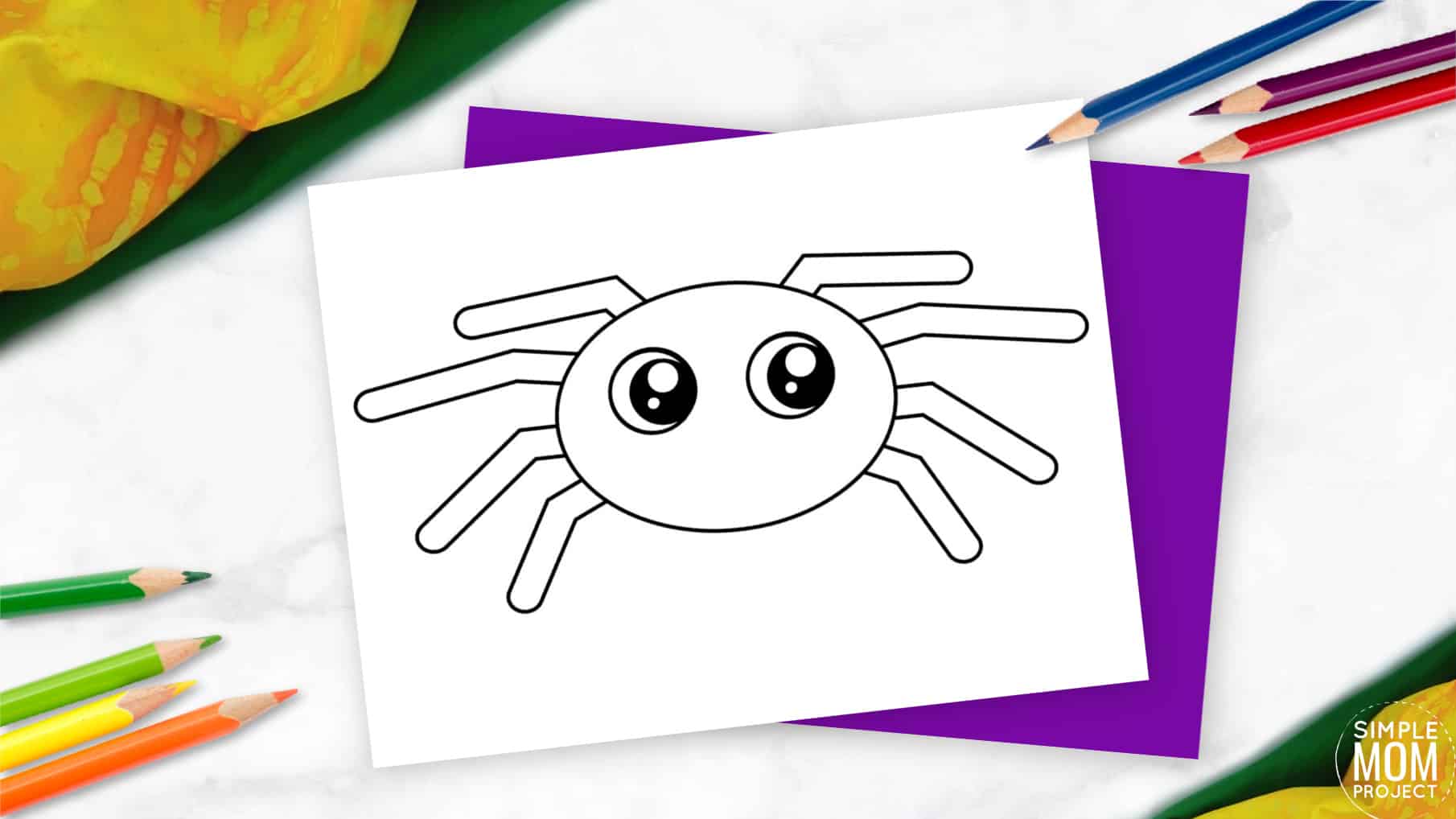 Free Printable Spider template for preschoolers, toddlers, and kindergartners