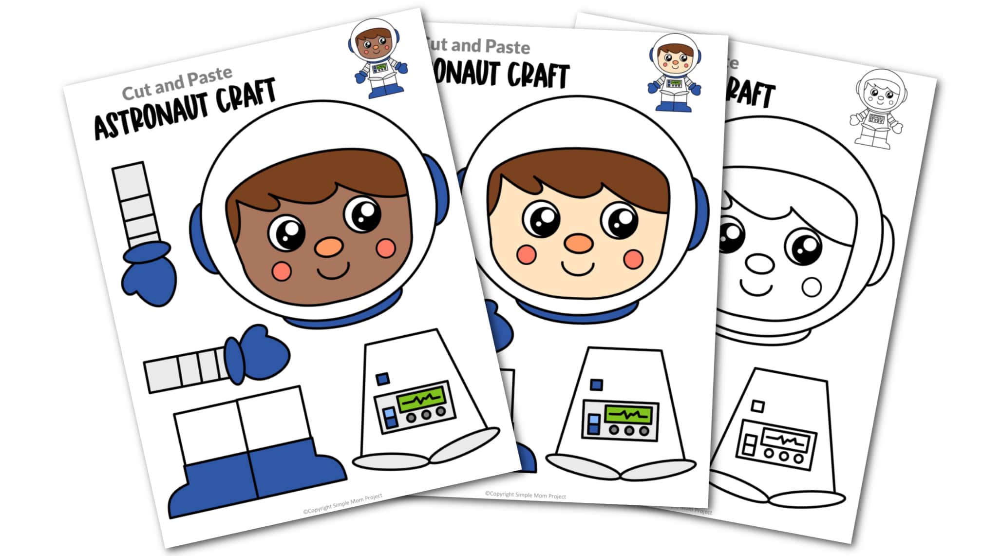 Printable Astronaut Craft for Preschoolers, Toddlers and Kindergartners