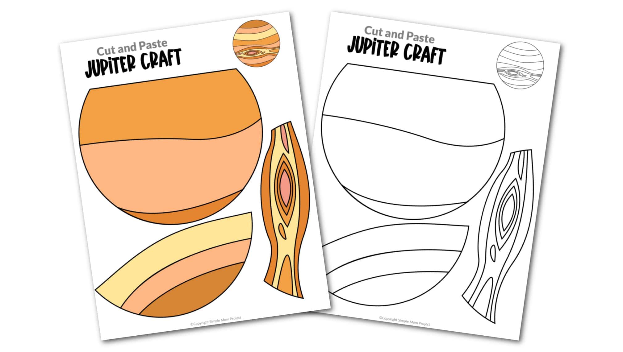 Printable Planet Jupiter Craft for Preschoolers, Toddlers and Kindergartners