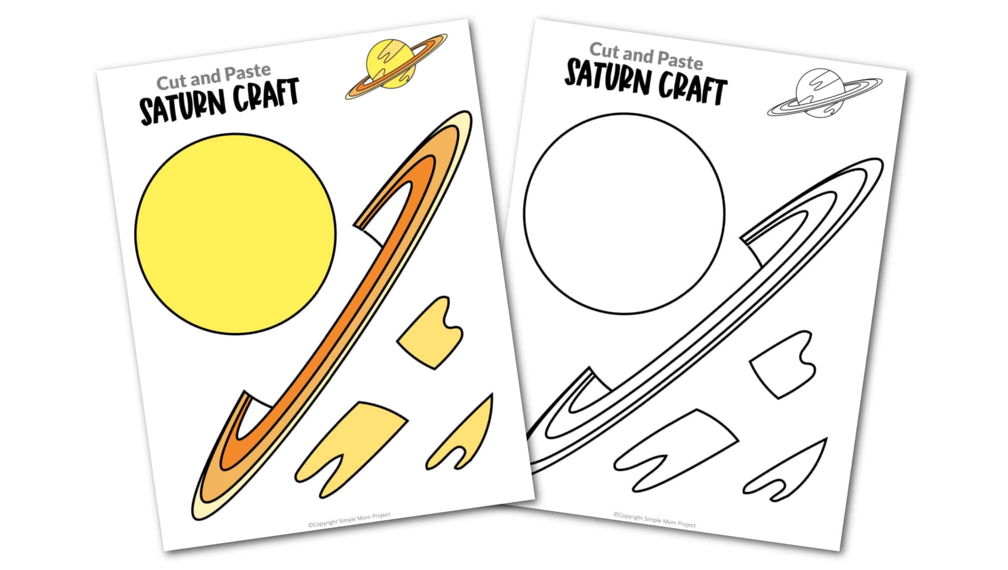 Printable Planet Saturn Craft for Preschoolers, Toddlers and Kindergartners
