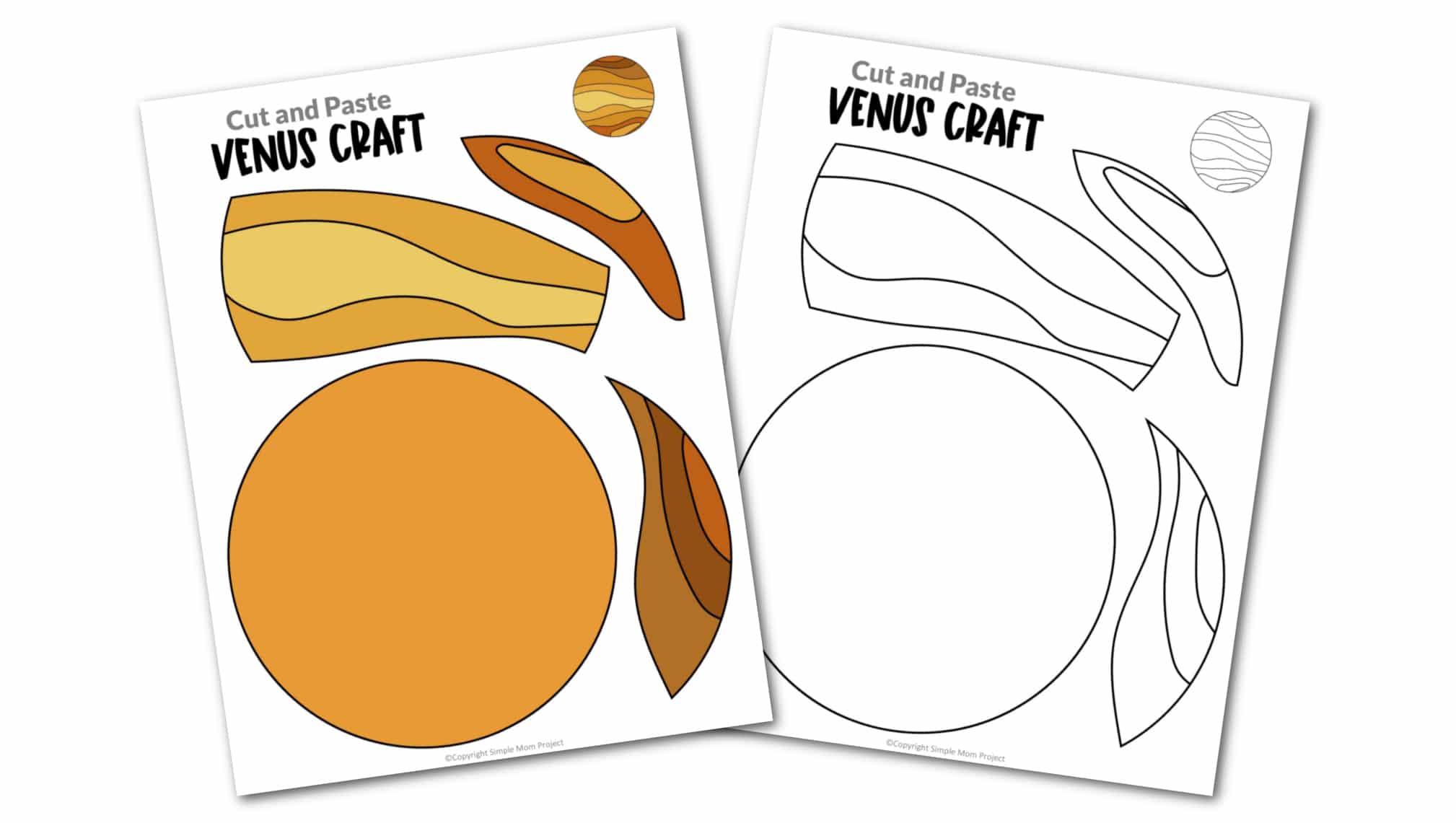 Printable Planet Venus Craft for Preschoolers, Toddlers and Kindergartners