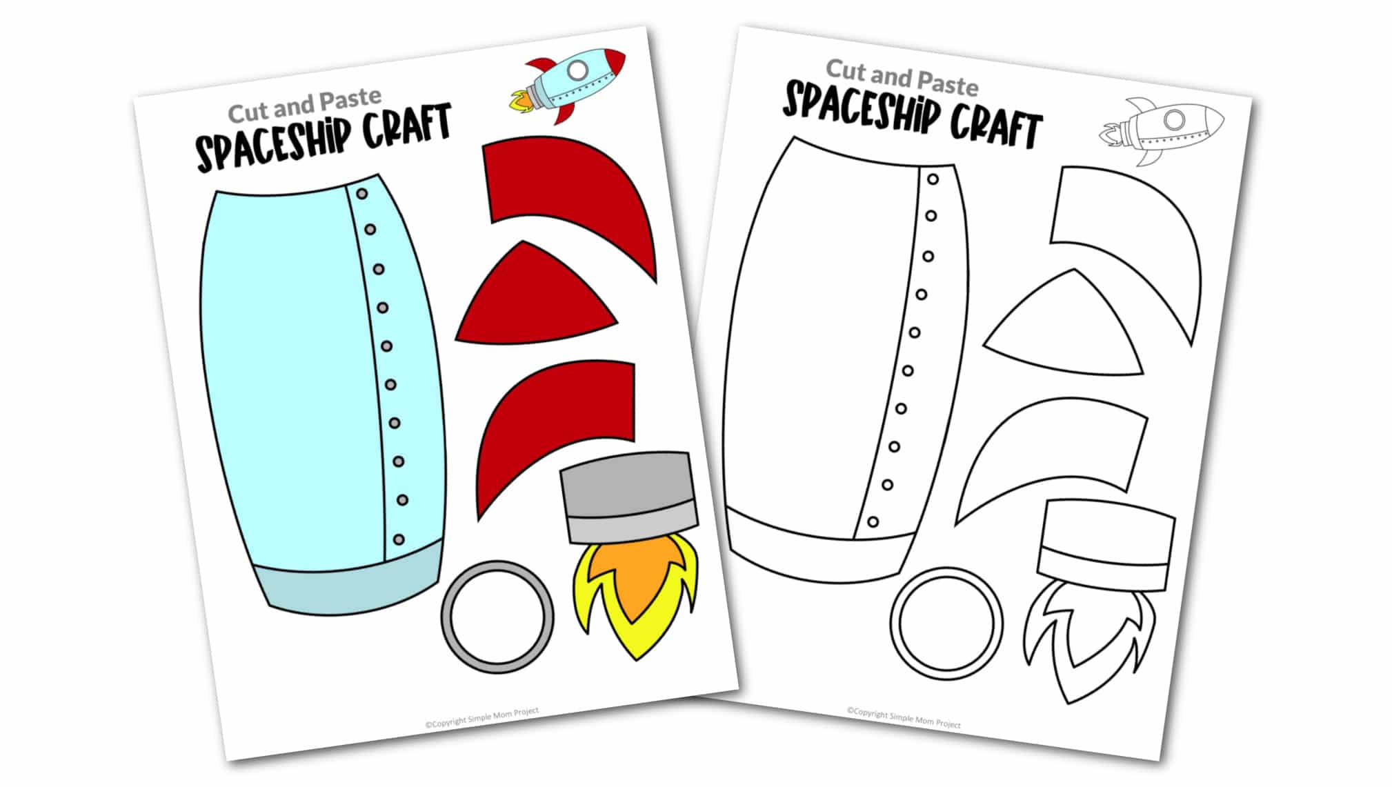 Printable Spaceship Rocketship Craft for Preschoolers, Toddlers and Kindergartners