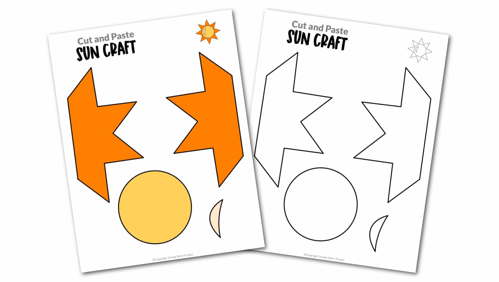Printable Sun Craft for Preschoolers, Toddlers and Kindergartners