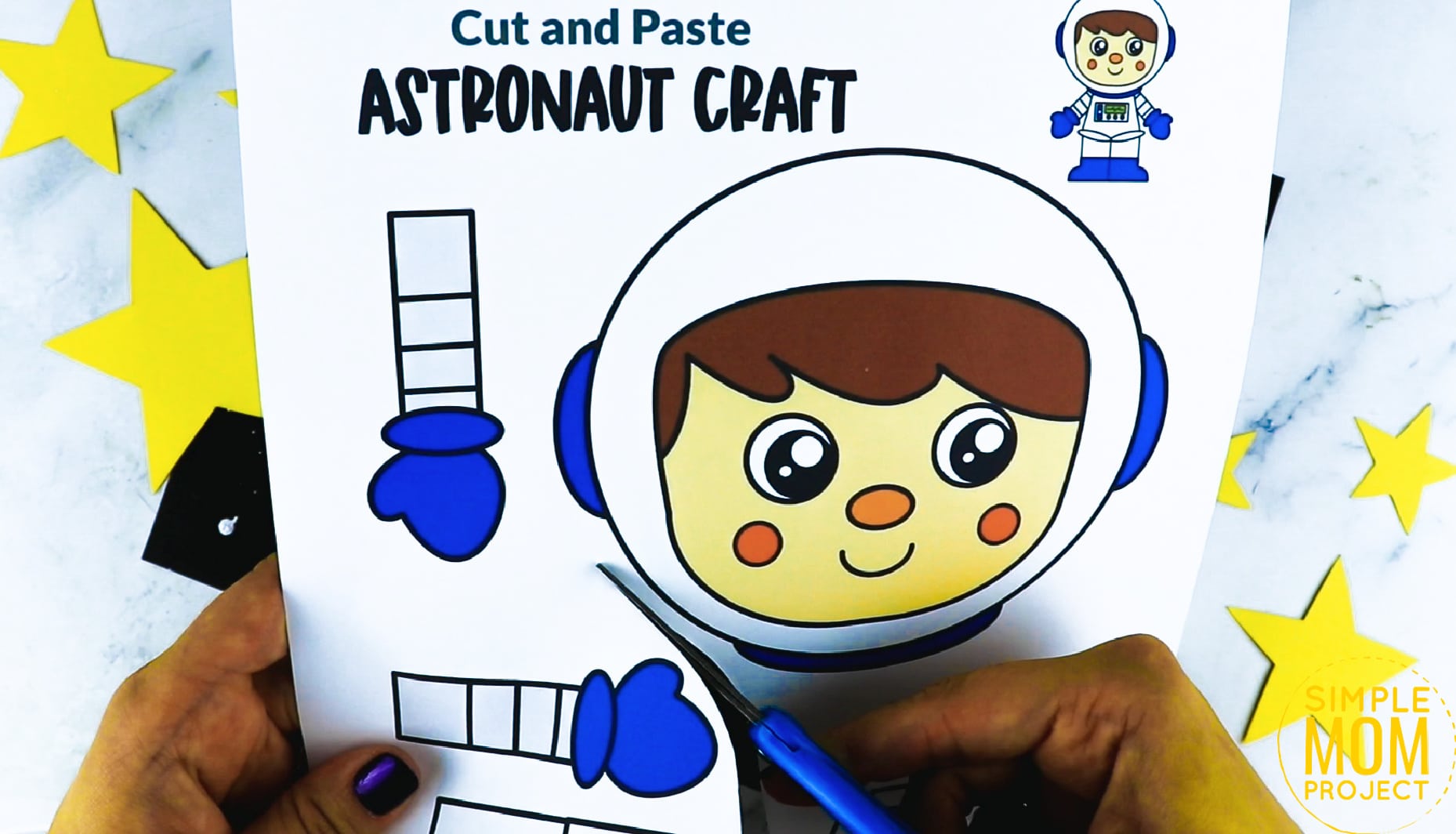 Printable Astronaut Craft for Preschoolers, Toddlers and Kindergartners