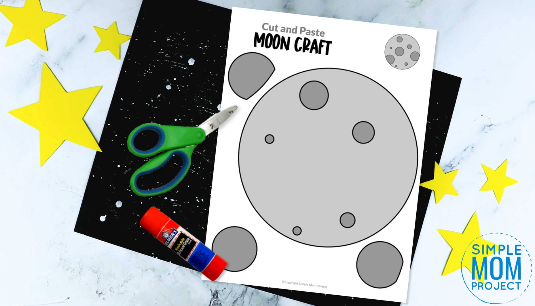 Printable Moon Craft for Preschoolers, Toddlers and Kindergartners