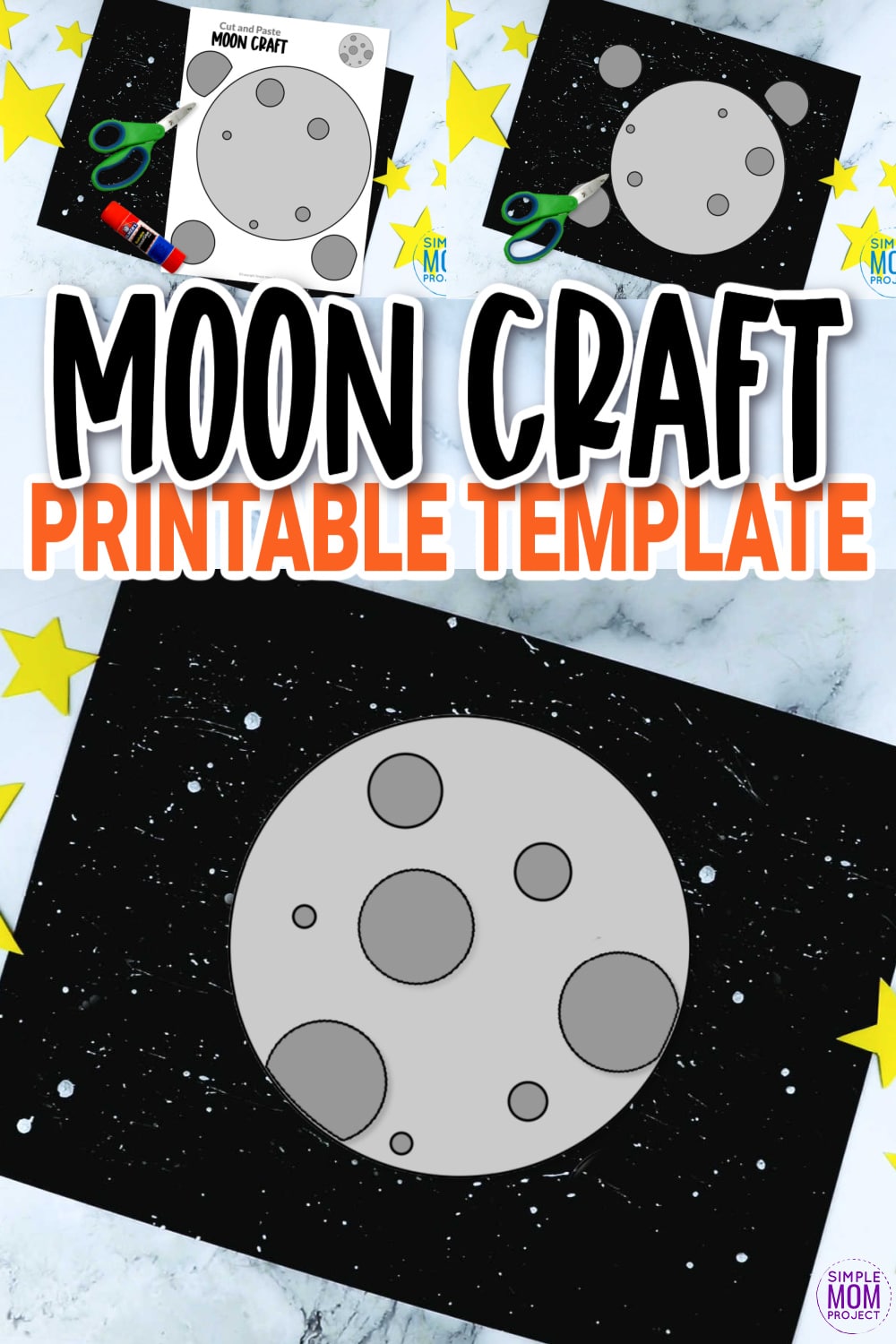 Space crafts are such a fun way to learn about our Solar System! This fun moon craft template adds to the fun too! You and your pre k kids can get really creative with our moon craft template by painting the moon or gluing tin foil to it for a night craft your kids will have a blast with! Grab our moon template printable today! 