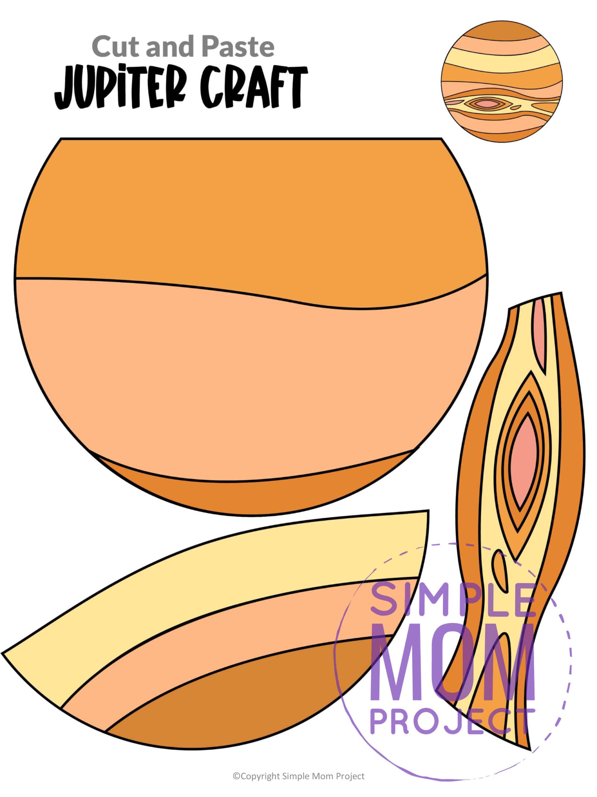 Printable Planet Jupiter Craft for Preschoolers, Toddlers and Kindergartners
