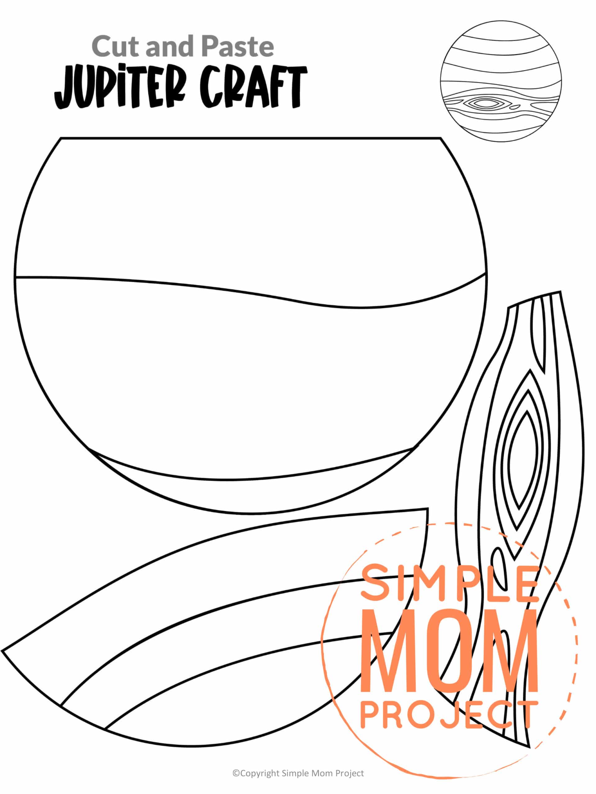 Printable Planet Jupiter Craft for Preschoolers, Toddlers and Kindergartners