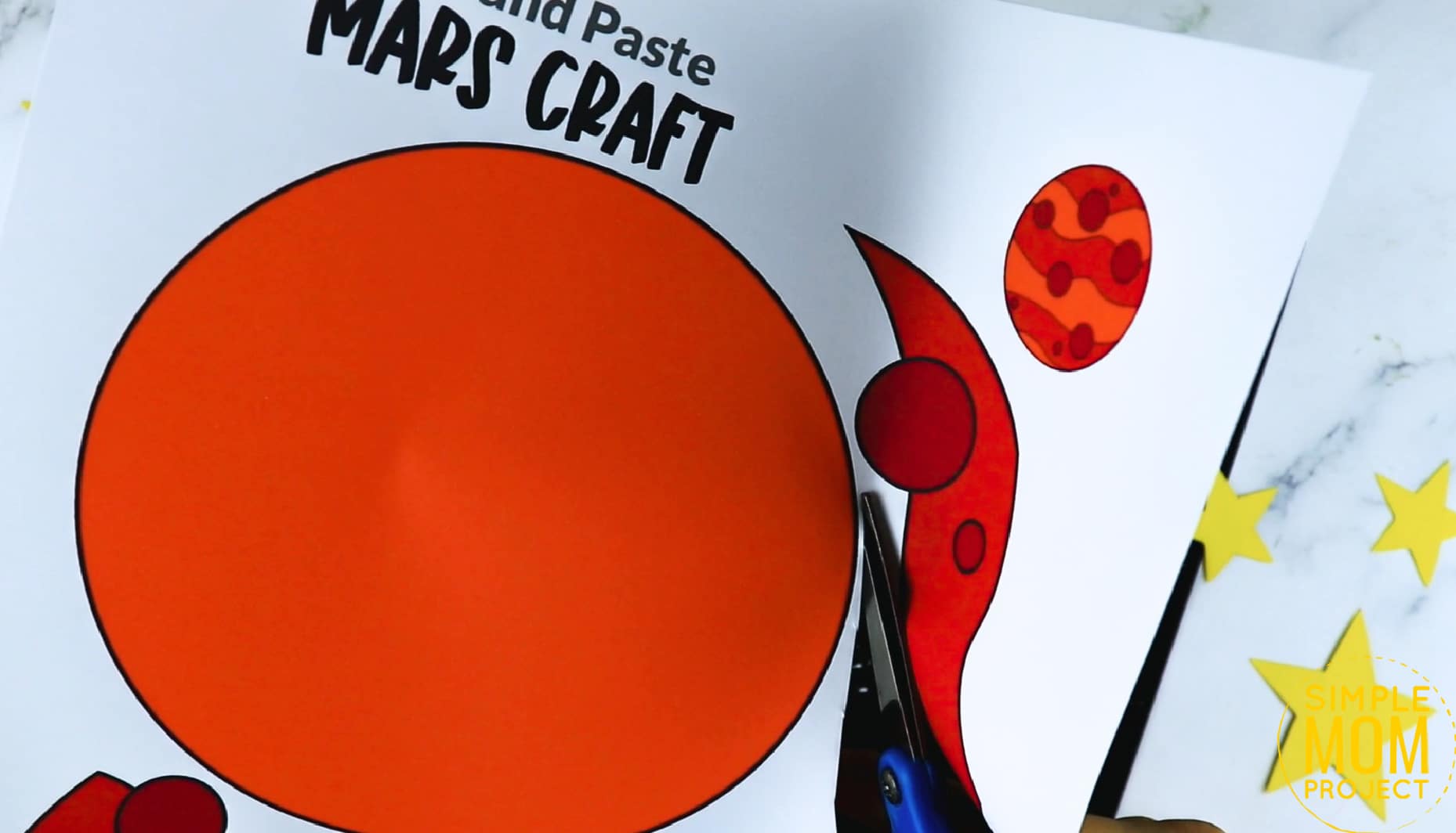 Printable Planet Mars Craft for Preschoolers, Toddlers and Kindergartners
