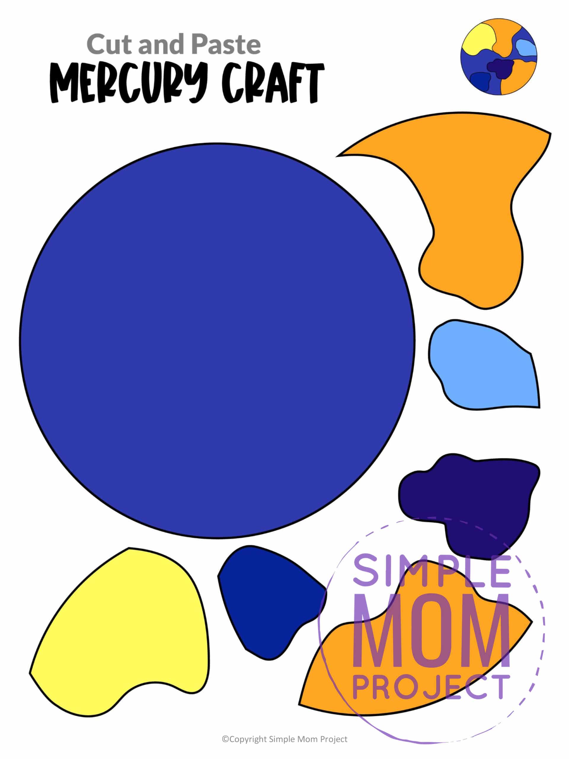 Printable Planet Mercury Craft for Preschoolers, Toddlers and Kindergartners 14