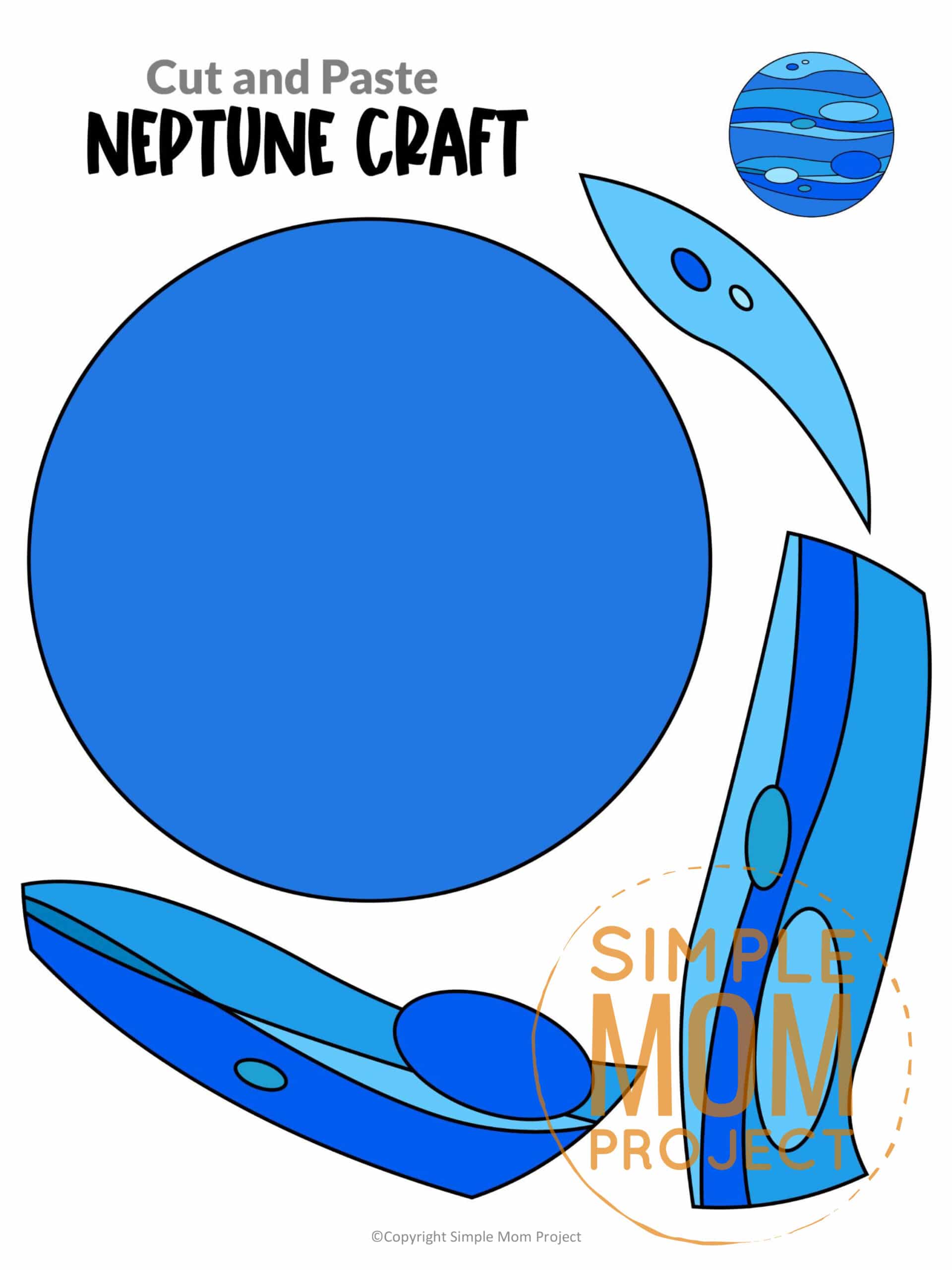 Printable Planet Neptune Craft for Preschoolers, Toddlers and Kindergartners