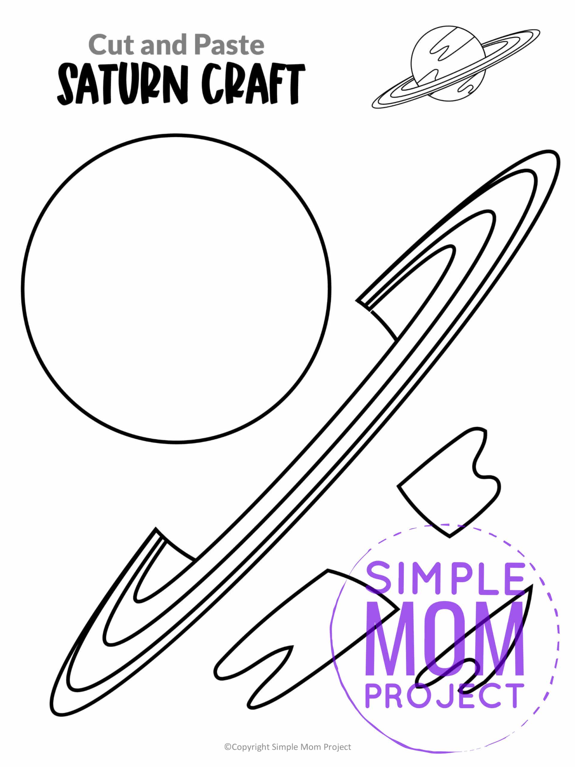 Printable Planet Saturn Craft for Preschoolers, Toddlers and Kindergartners