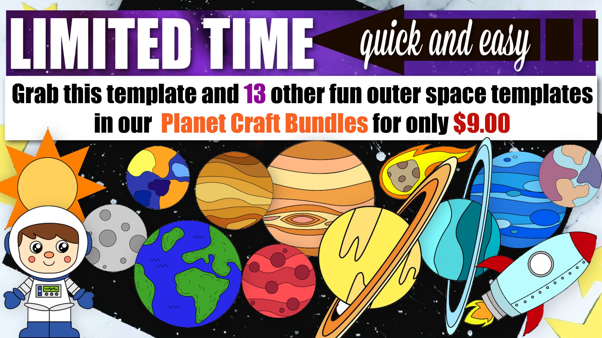 Printable Planet Solar System Outer Space Crafts for Kindergartner, preschool, toddler kids 