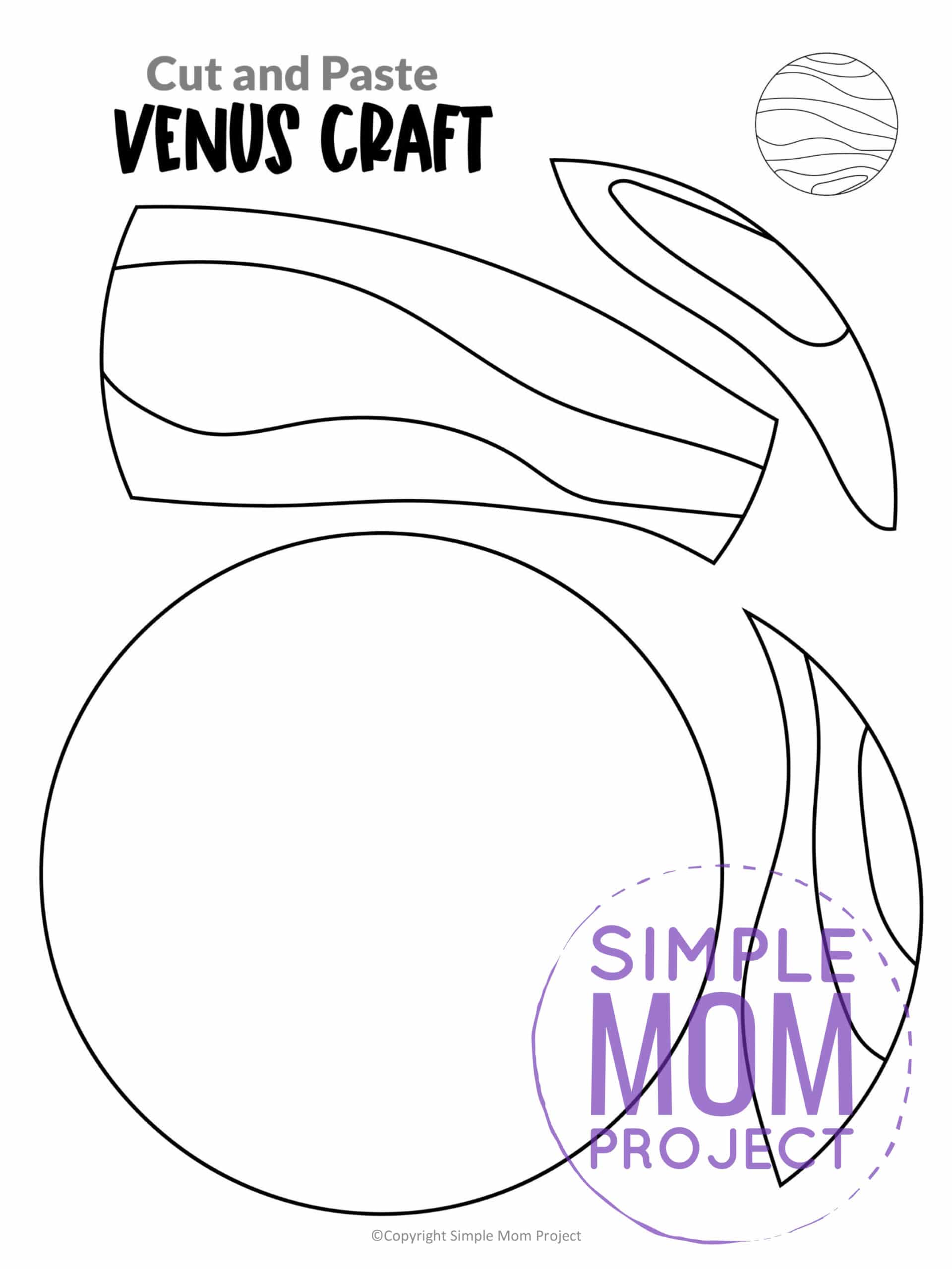 Printable Planet Venus Craft for Preschoolers, Toddlers and Kindergartners