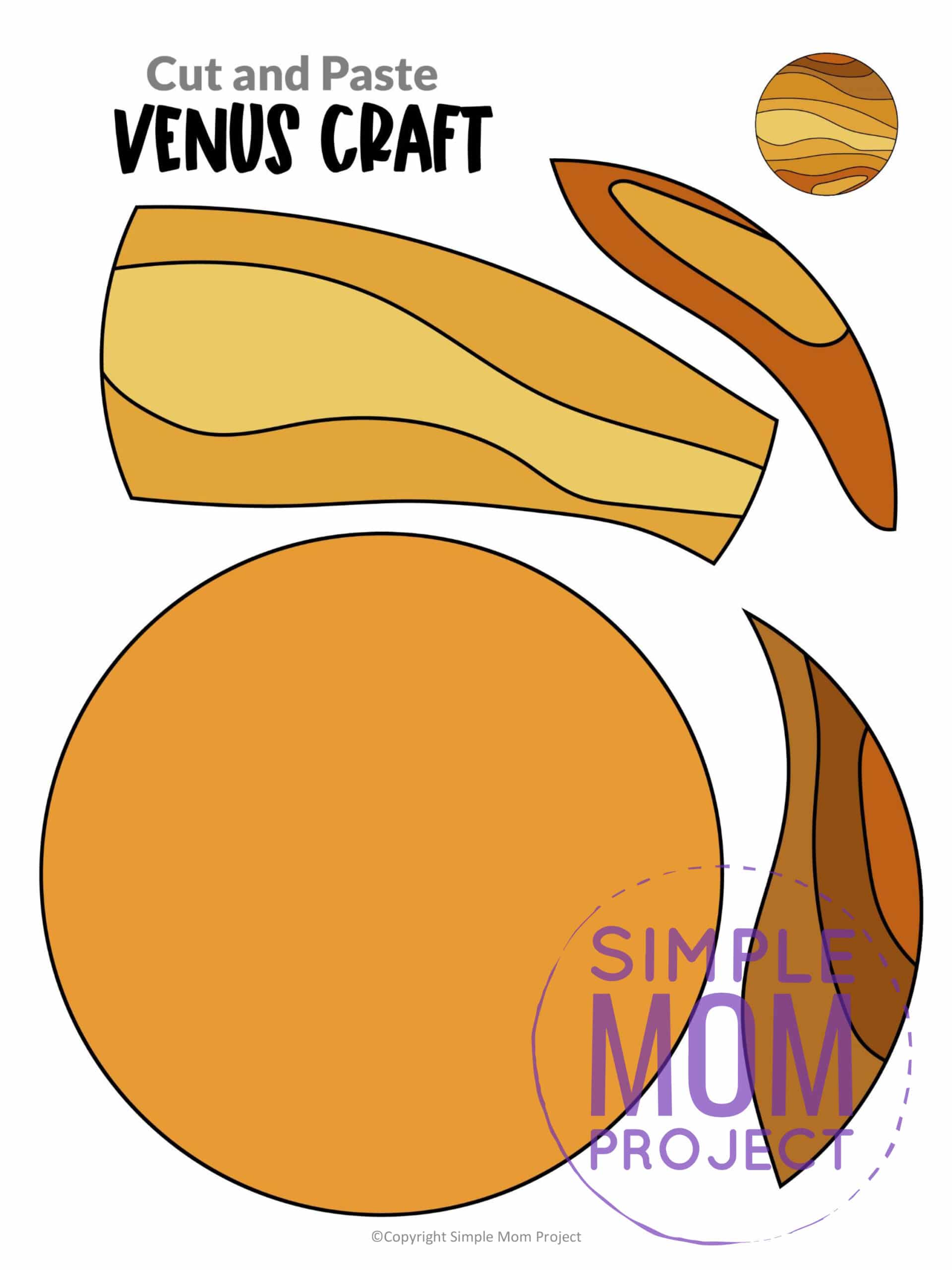 Printable Planet Venus Craft for Preschoolers, Toddlers and Kindergartners