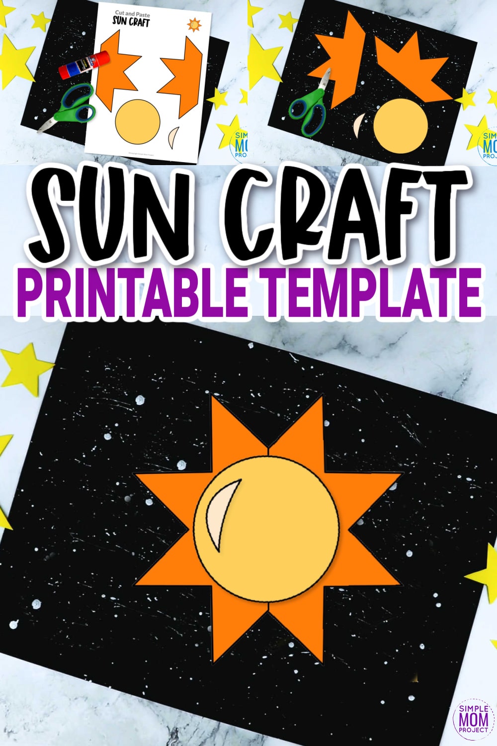 Pinterest is full of tissue paper, handprint, and construction paper sun crafts. But why not grab our printable yellow sun craft template? This printable paper sun craft is fun for kids of all ages, including preschool, toddler, and kindergarten age kids. Fill the classroom with these simple sun art crafts today!