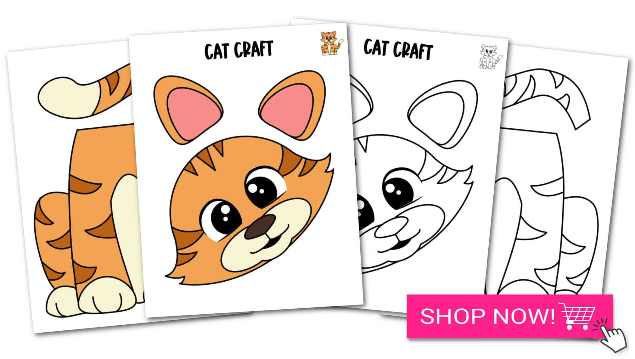 Printable Cat Paper Bag Puppet Craft for Kids Preschoolers Toddlers and Kindergartners