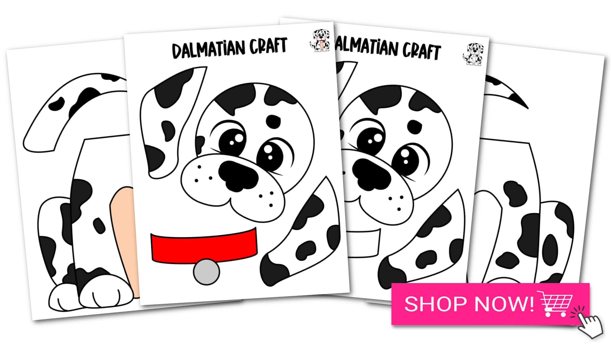 Printable Puppy Dog Dalmatian Paper Bag Puppet Craft for Kids Preschoolers Toddlers and Kindergartners