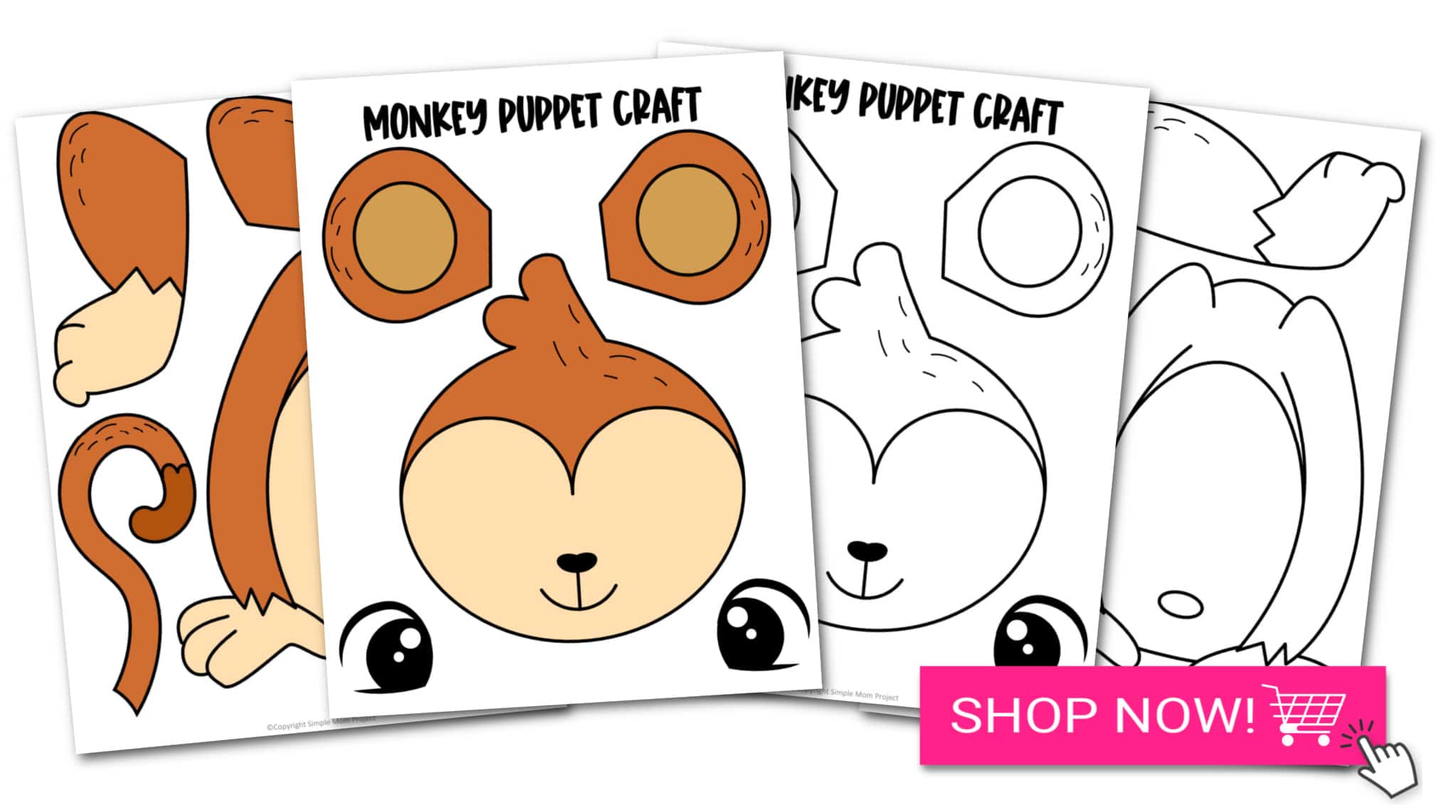 Printable Monkey Paper Bag Safari and Jungle and Zoo Craft for Kids Preschoolers toddlers 17