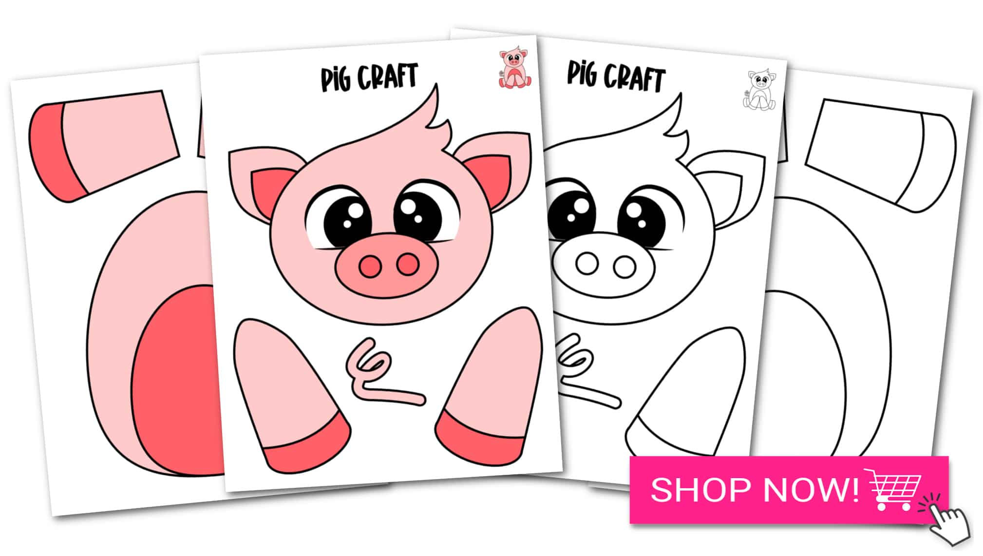 Printable Pig Paper Bag Puppet Craft for Kids Preschoolers Toddlers and Kindergartners