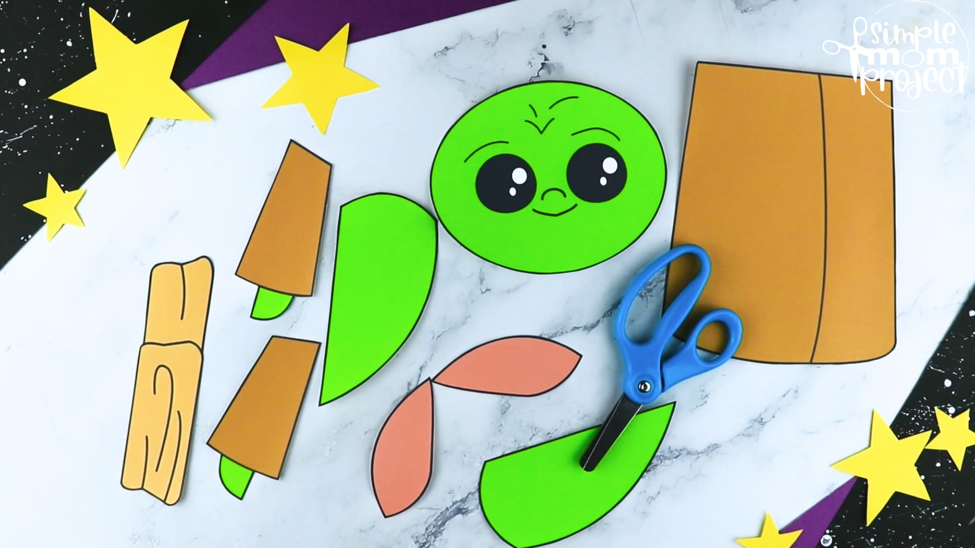 Printable Baby Yoda Paper Bag Star Wars Craft for Kids Preschoolers toddlers 1