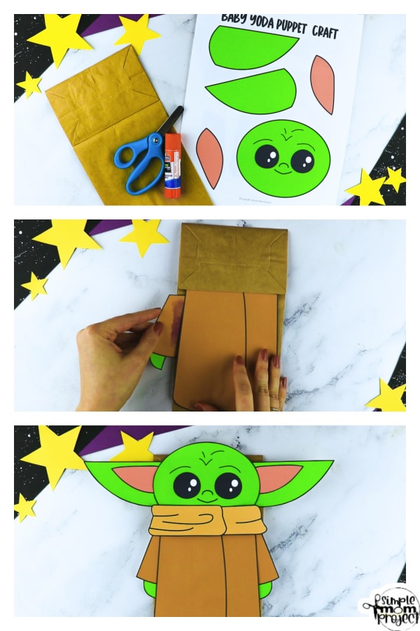 Printable Baby Yoda Paper Bag Star Wars Craft for Kids Preschoolers toddlers