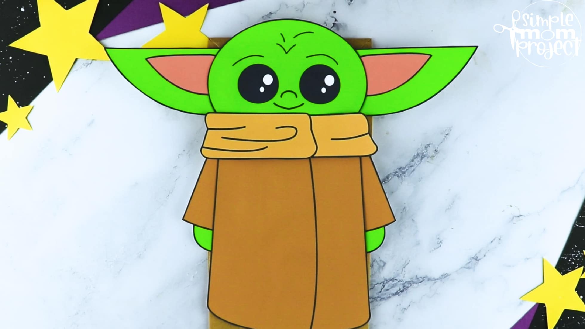 Printable Baby Yoda Paper Bag Star Wars Craft for Kids Preschoolers toddlers