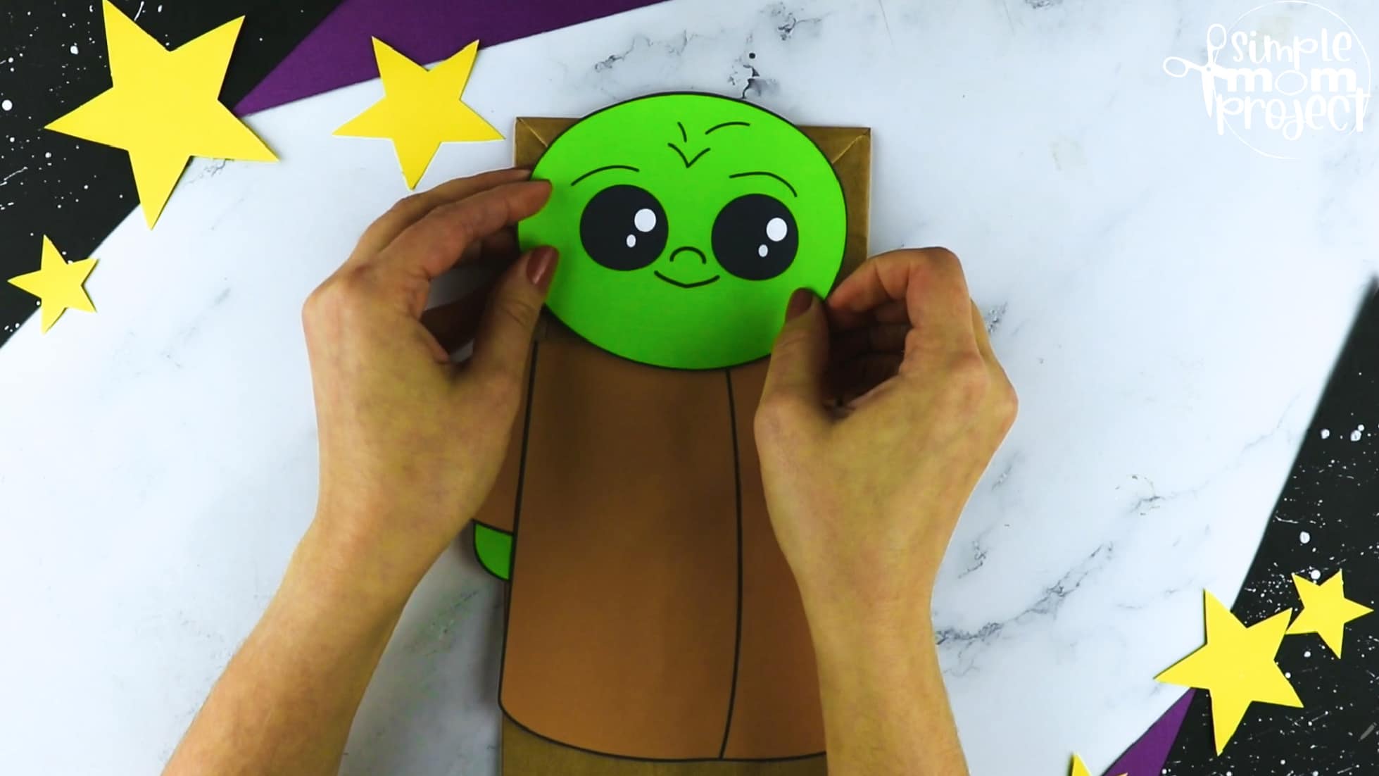 Printable Baby Yoda Paper Bag Star Wars Craft for Kids Preschoolers toddlers