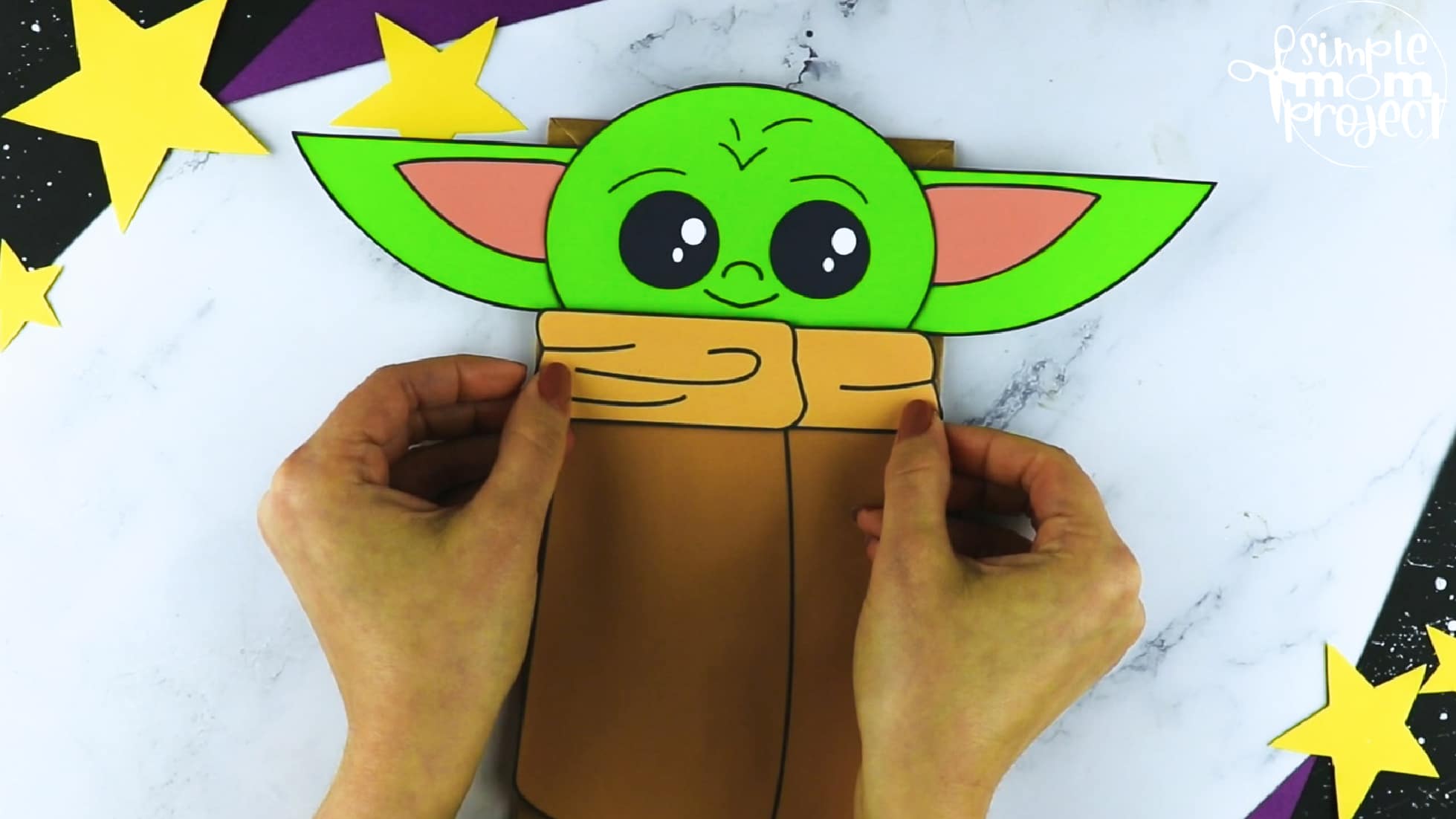 Printable Baby Yoda Paper Bag Star Wars Craft for Kids Preschoolers toddlers