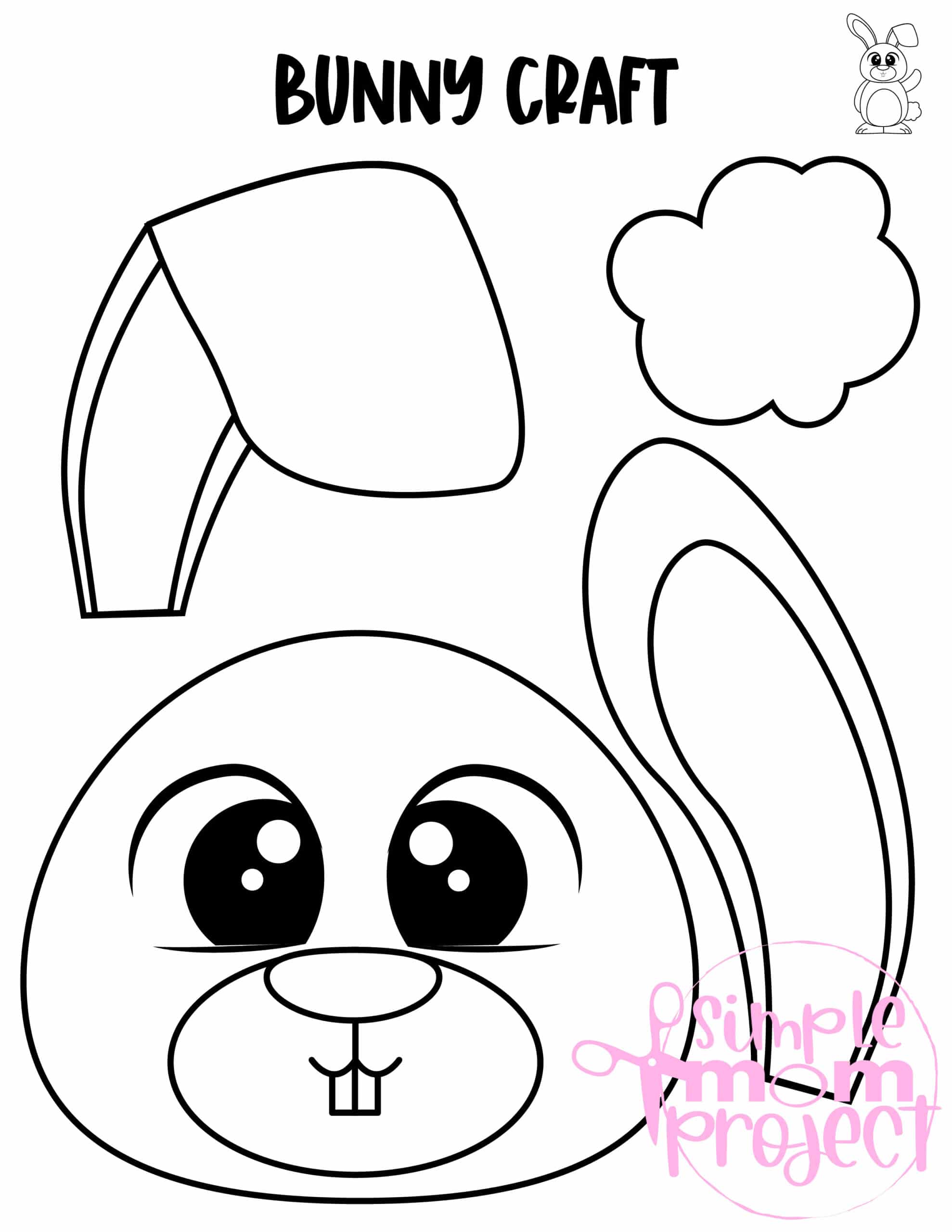 Printable Bunny Rabbit Paper Bag Puppet Craft for Kids Preschoolers Toddlers and Kindergartners