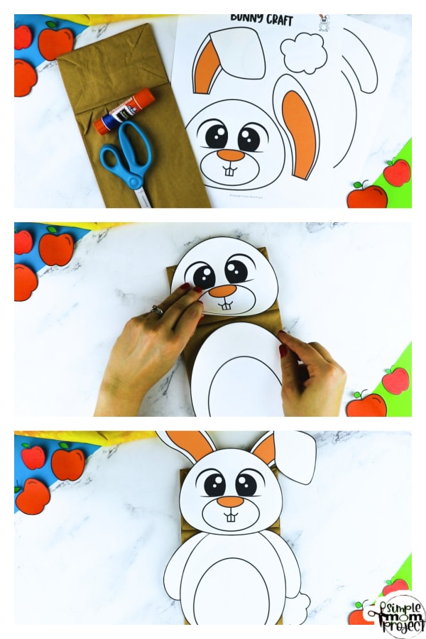 Printable Bunny Rabbit Paper Bag Puppet Craft for Kids Preschoolers Toddlers and Kindergartners