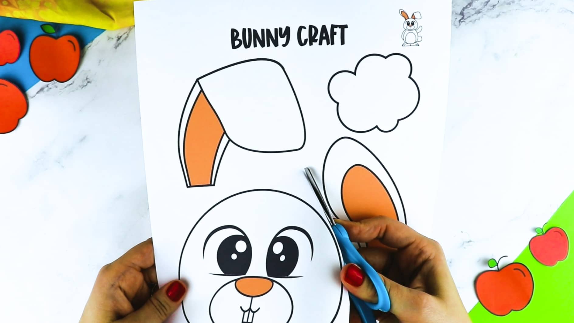 Printable Bunny Rabbit Paper Bag Puppet Craft for Kids Preschoolers Toddlers and Kindergartners