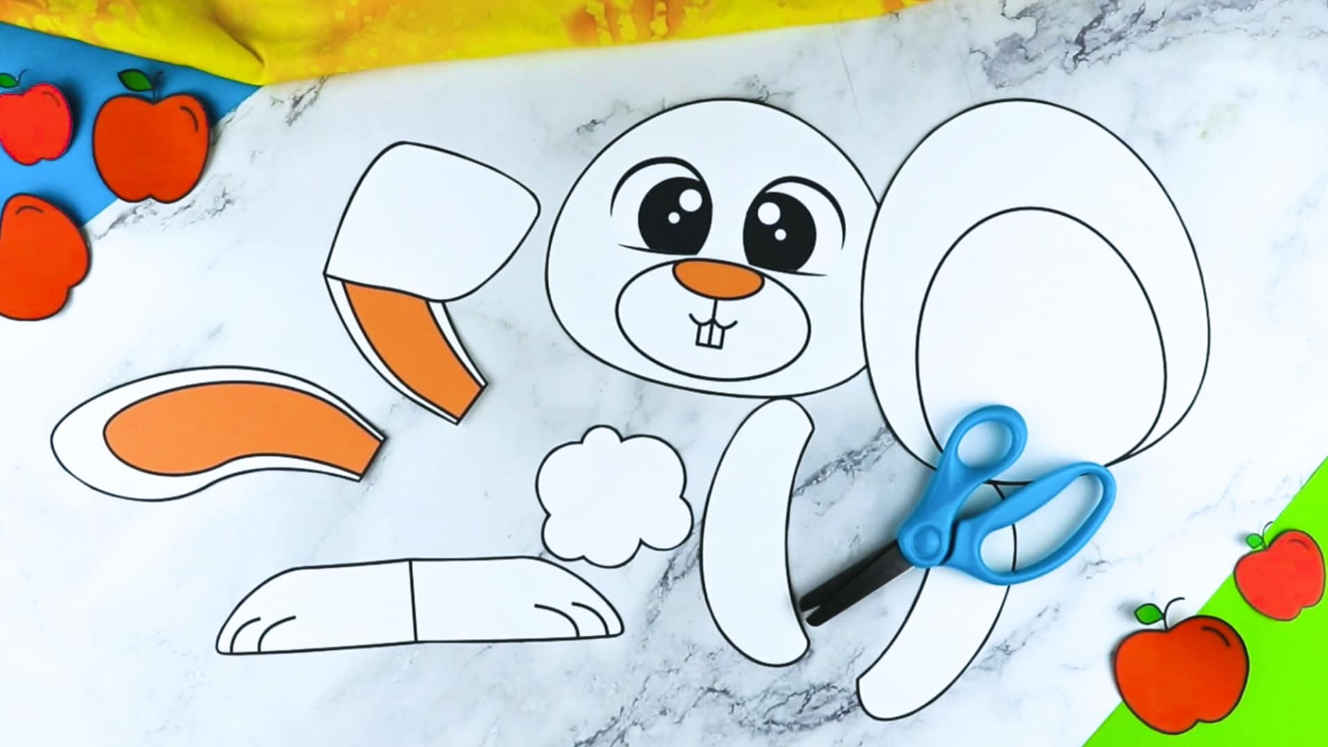 Printable Bunny Rabbit Paper Bag Puppet Craft for Kids Preschoolers Toddlers and Kindergartners