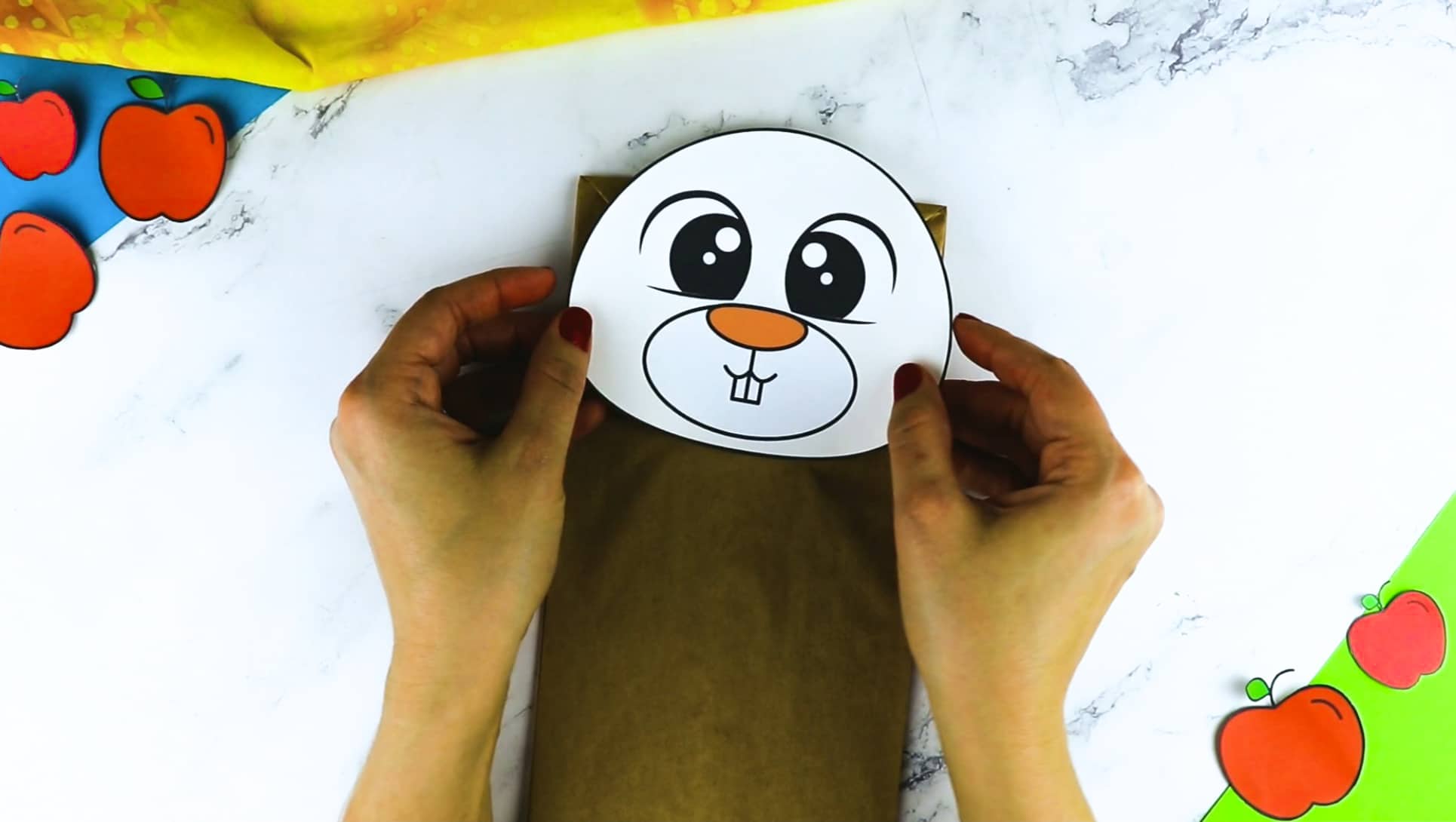Printable Bunny Rabbit Paper Bag Puppet Craft for Kids Preschoolers Toddlers and Kindergartners
