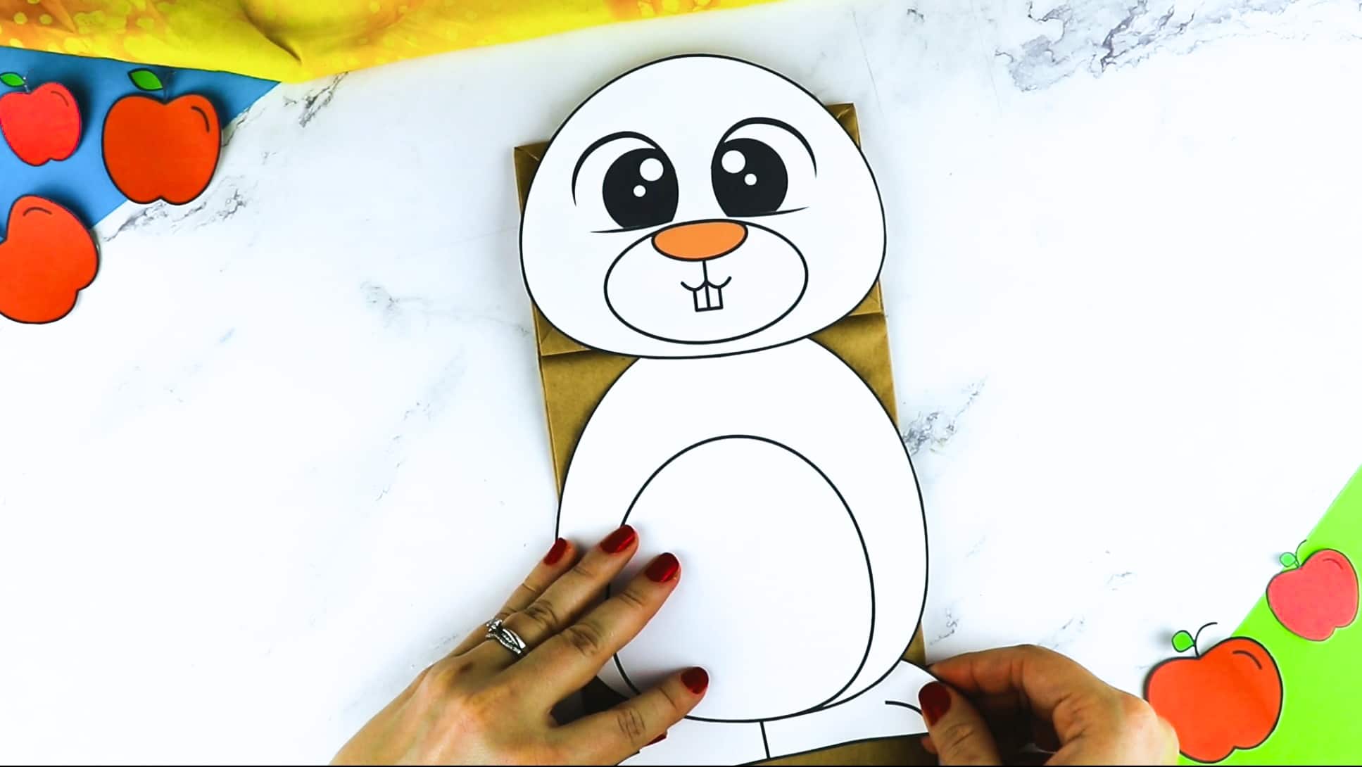 Printable Bunny Rabbit Paper Bag Puppet Craft for Kids Preschoolers Toddlers and Kindergartners