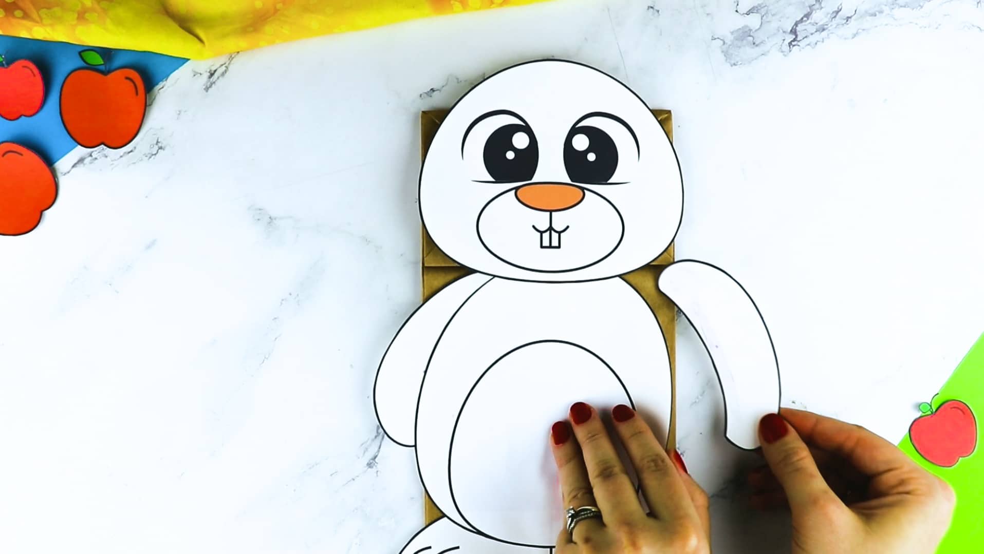 Printable Bunny Rabbit Paper Bag Puppet Craft for Kids Preschoolers Toddlers and Kindergartners