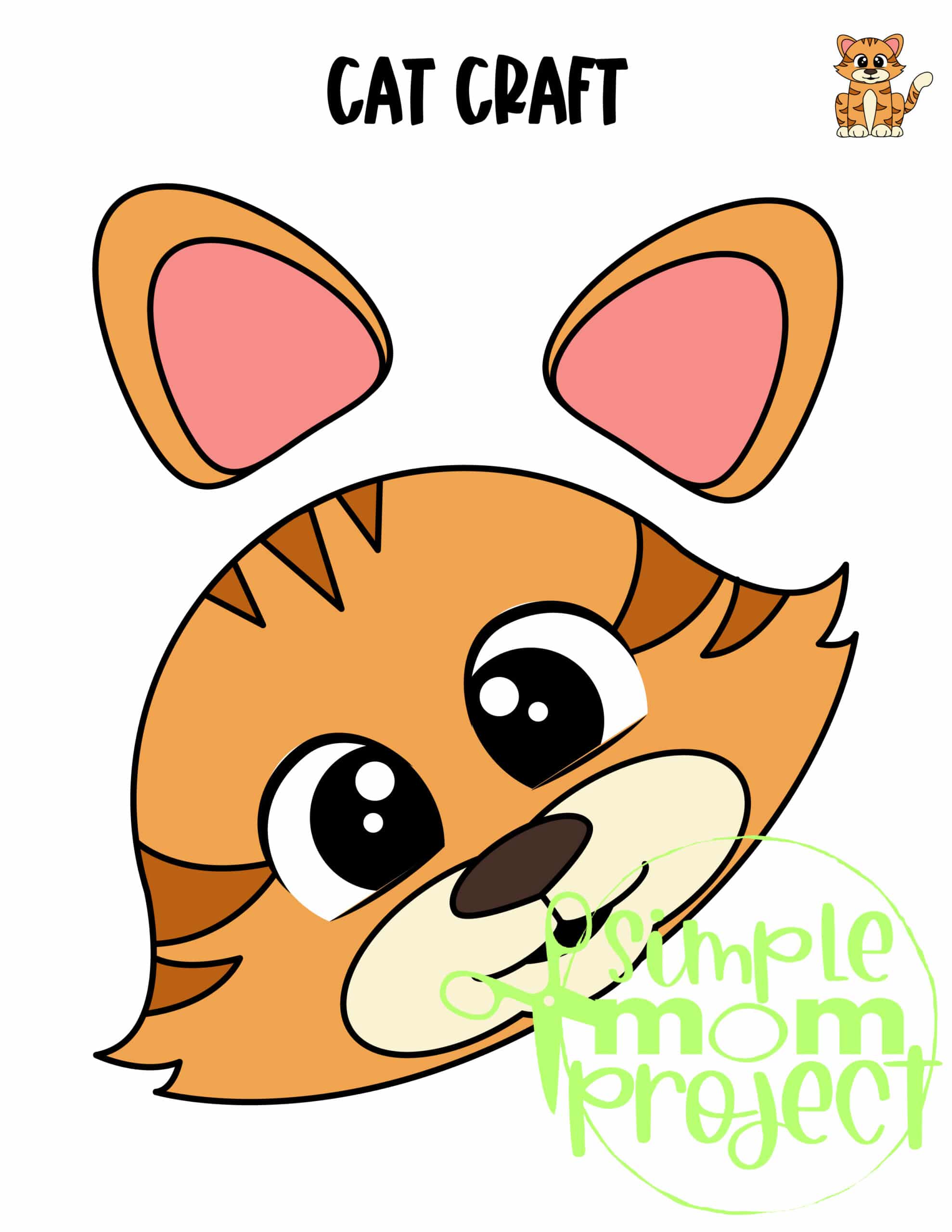 Printable Cat Paper Bag Puppet Craft for Kids Preschoolers Toddlers and Kindergartners