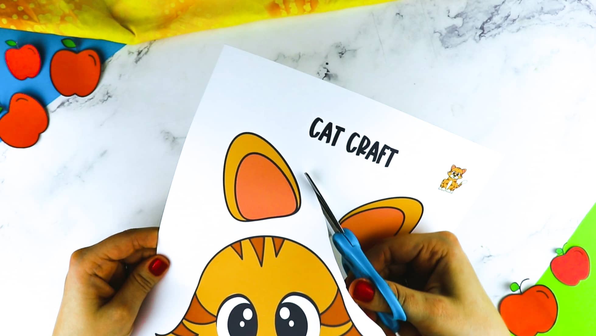Printable Cat Paper Bag Puppet Craft for Kids Preschoolers Toddlers and Kindergartners