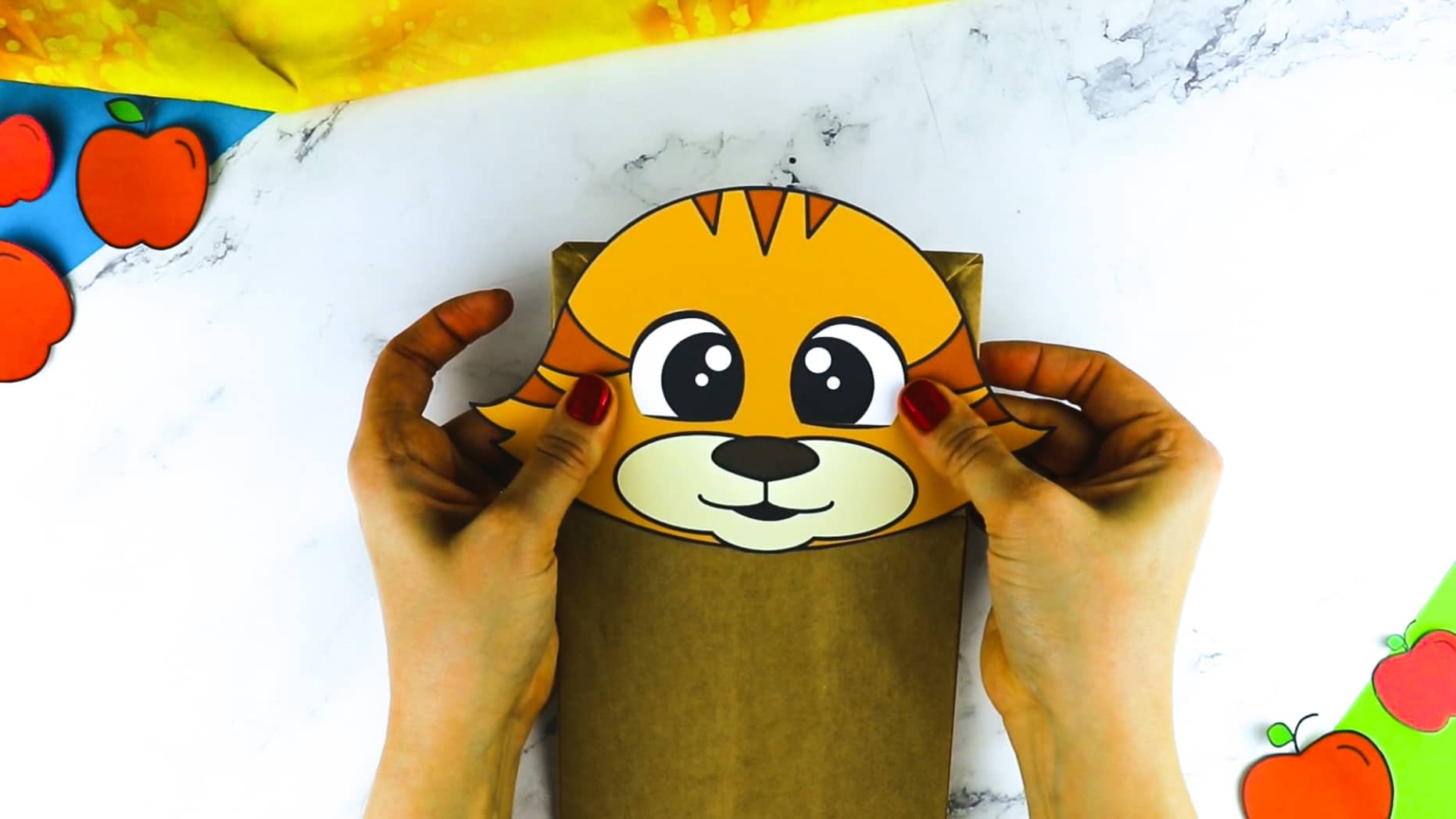 Printable Cat Paper Bag Puppet Craft for Kids Preschoolers Toddlers and Kindergartners