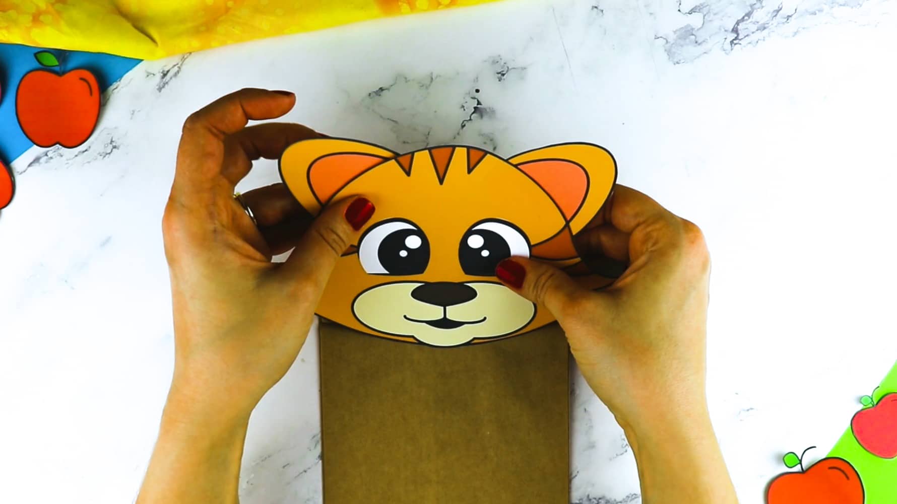 Printable Cat Paper Bag Puppet Craft for Kids Preschoolers Toddlers and Kindergartners