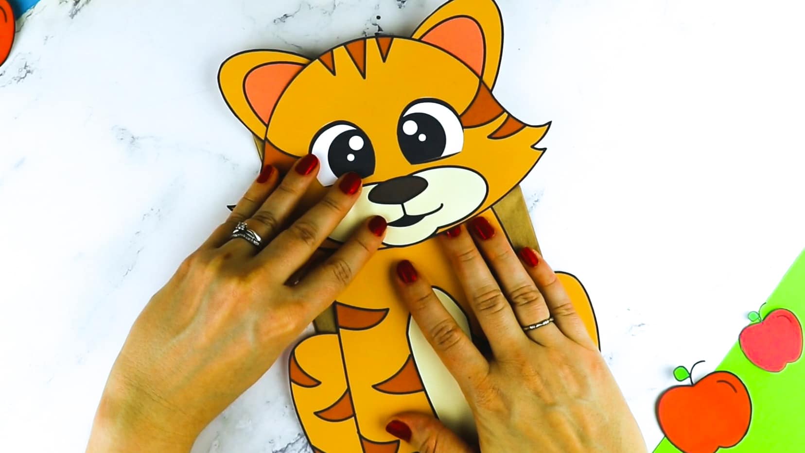Printable Cat Paper Bag Puppet Craft for Kids Preschoolers Toddlers and Kindergartners